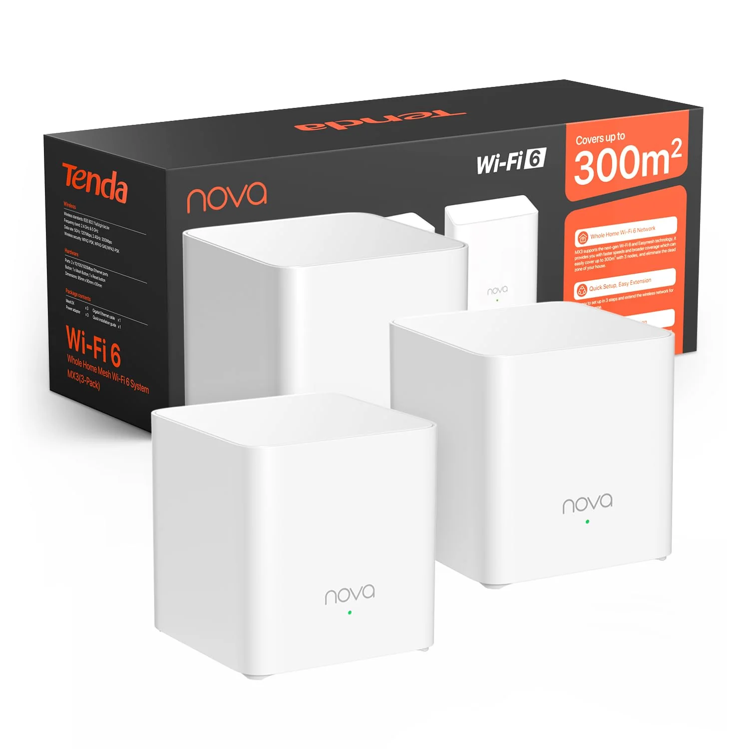 Tenda Nova Mesh WLAN WiFi 6 System, AX1500 Dualband WLAN Mesh Repeater & Router Kompatibel mit Amazon Alexa, mpfohlen für Häuser mit 3-5 Schlafzimmern,OFDMA und MU-MIMO, MX3 3er-Pack - Image 5