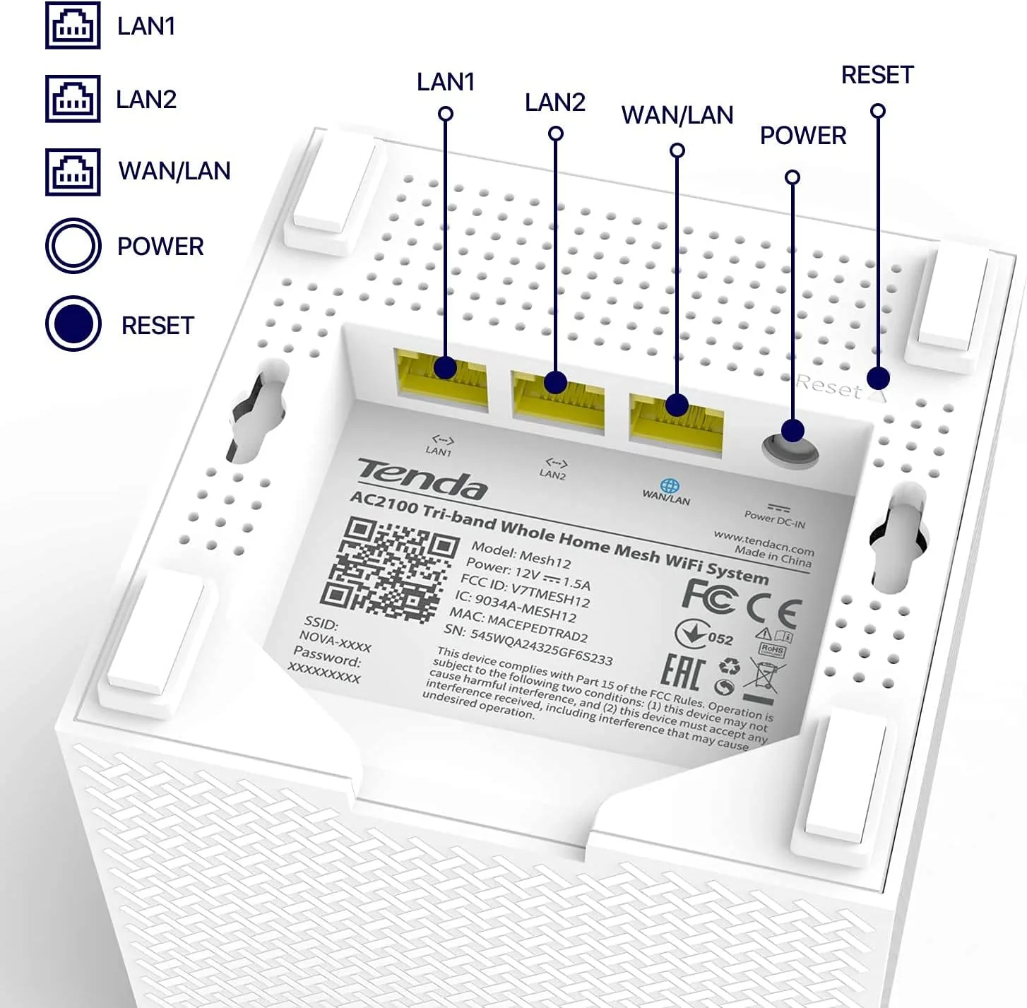 Tenda Nova MW12 Mesh WLAN System - AC2100 Tri-Band WLAN Mesh System -empfohlen für Häuser mit 3-5 Schlafzimmern - 9X Gigabit Port - Ersetzt WLAN Router & Repeater - Kompatibel mit Alexa - 3Pack - Image 4