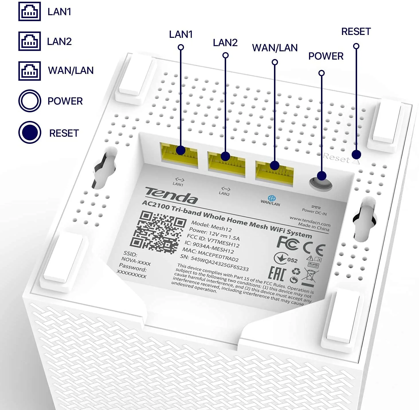 Tenda Nova MW12 Mesh WLAN System - AC2100 Tri-Band WLAN Mesh System -empfohlen für Häuser mit 3-5 Schlafzimmern - 9X Gigabit Port - Ersetzt WLAN Router & Repeater - Kompatibel mit Alexa - 3Pack - Image 5
