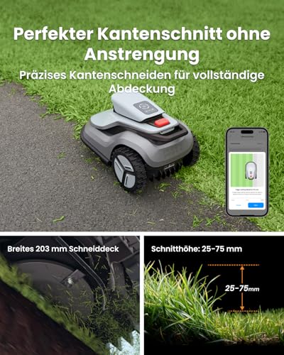 TerraMow V1000 Mähroboter ohne Begrenzungskabel mit Garage, Rasenmäher Roboter bis 1200 m², Tri-AI-Vision Navigation, Echtzeit-Hindernisvermeidung & Automatische Kartierung, Ideal für komplexe Gärten - Image 5