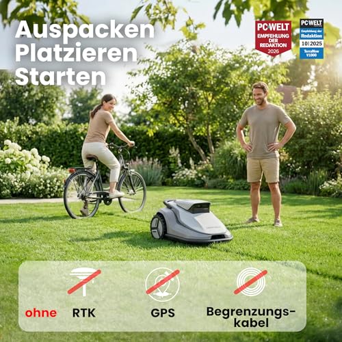 Terramow V1000 Mähroboter ohne Begrenzungskabel, ohne RTK, mit KI-Bilderkennung und Hinderniserkennung für Garten bis 1200m² - Image 3