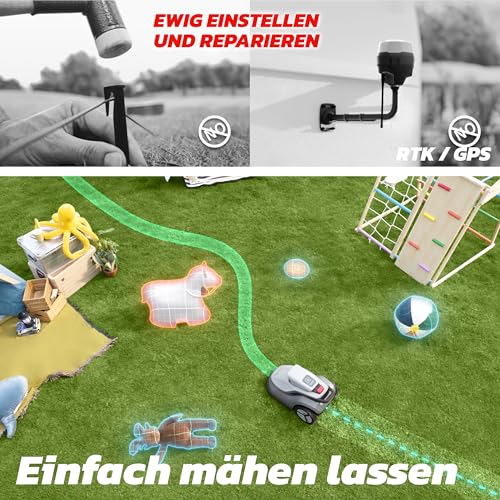 Terramow V1000 Mähroboter ohne Begrenzungskabel, ohne RTK, mit KI-Bilderkennung und Hinderniserkennung für Garten bis 1200m² - Image 4