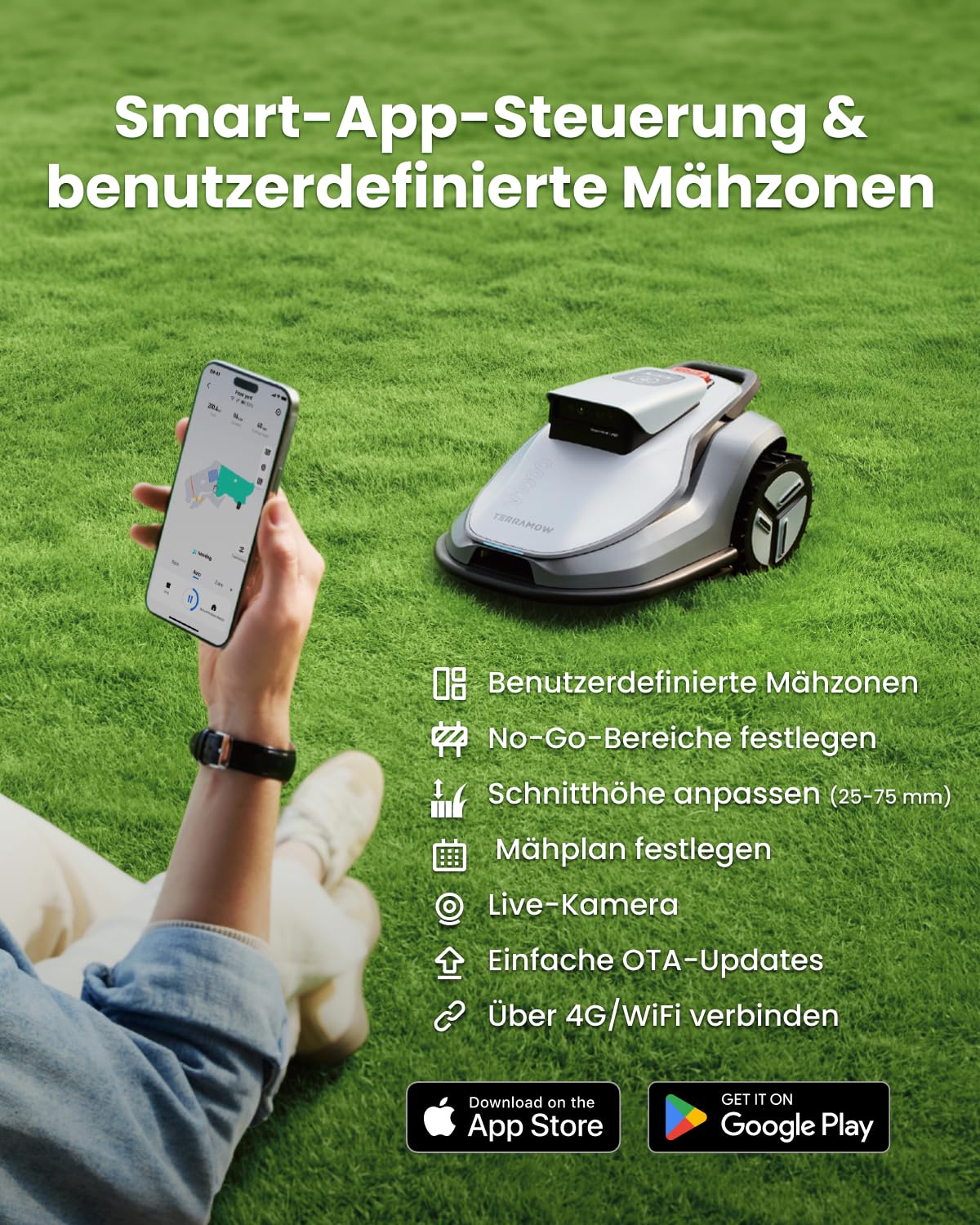 TerraMow V600 Mähroboter ohne Begrenzungskabel mit Garage, Tri-AI Vision-Technologie ohne Kabel-/RTK-Signalprobleme, DropMow automatische Kartierung max. 600 ㎡, KI Vision-Navigation 3.8Ah-Akku - Image 6