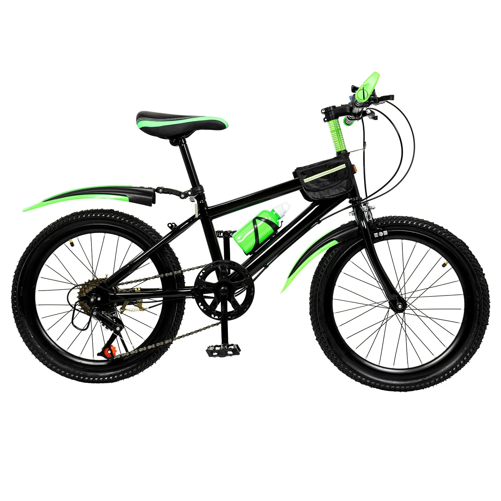 TESUGN 20 Zoll Kinderfahrrad, 7 Gang Mountainbike Kinder Fahrrad, Aluminium Mountainbike mit V-Bremse für Mädchen und Jungen, Grün - Image 3