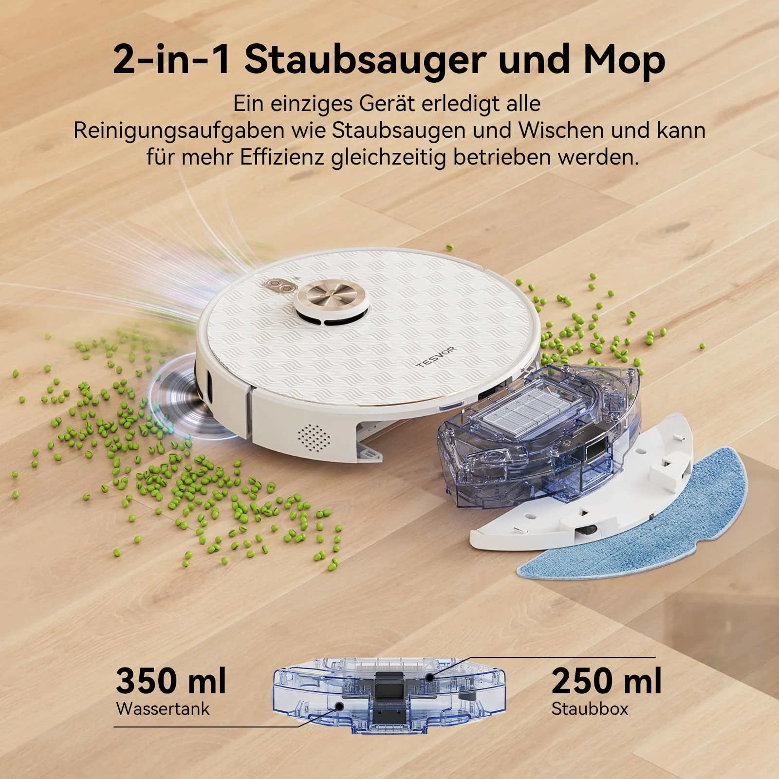 Tesvor S8Pro Saugroboter mit Wischfunktion -6000Pa Staubsauger Roboter 3in1 Roboterstaubsauger+LiDAR-Navigation+240 Min Laufzeit,APP/Alexa Steuerung,ideal für Haustierhaare,Teppiche,Hartböden. - Image 7