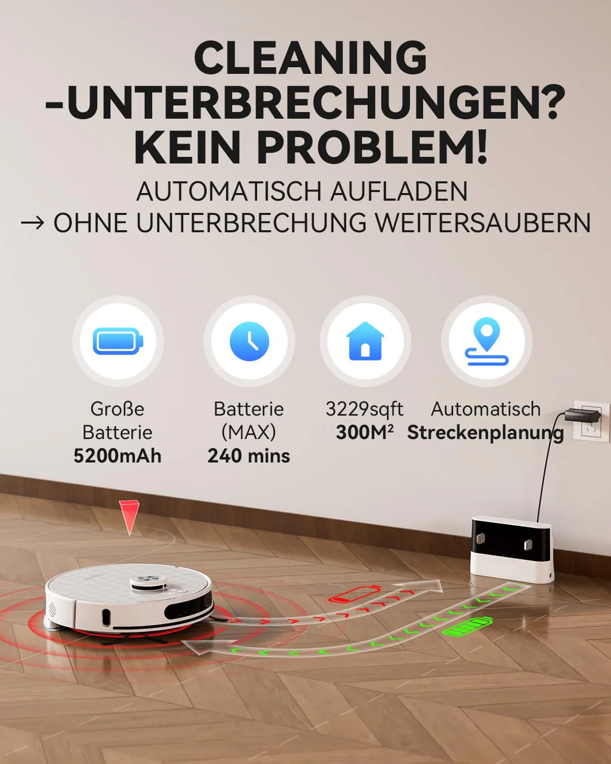 Tesvor S8Pro Saugroboter mit Wischfunktion -8000Pa Staubsauger Roboter 3in1 Roboterstaubsauger+LiDAR-Navigation+240 Min Laufzeit,APP/Alexa Steuerung,ideal für Haustierhaare,Teppiche,Hartböden. - Image 3