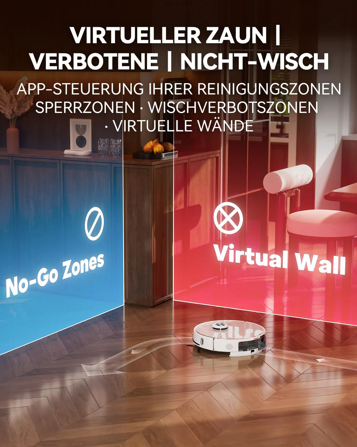 Tesvor S8Pro Saugroboter mit Wischfunktion -8000Pa Staubsauger Roboter 3in1 Roboterstaubsauger+LiDAR-Navigation+240 Min Laufzeit,APP/Alexa Steuerung,ideal für Haustierhaare,Teppiche,Hartböden. - Image 4