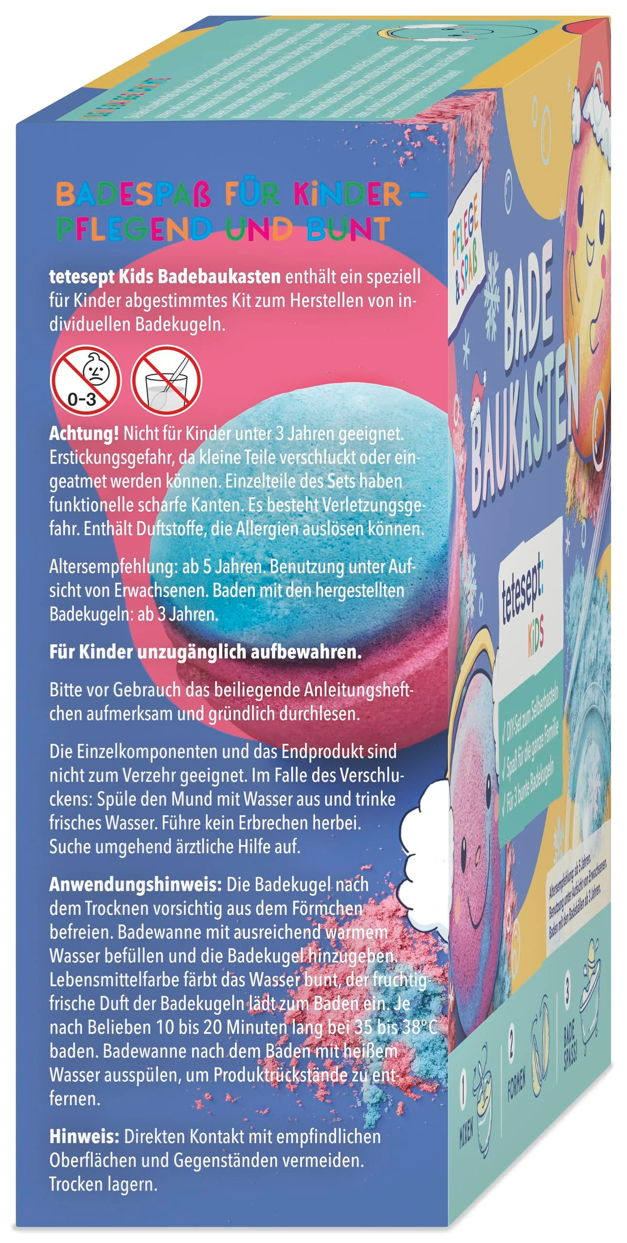 tetesept Kids Badebaukasten 1 Stück – DIY Bastelset für 3 bunte Badekugeln – Sprudelbälle zum Selberbasteln oder zum Verschenken für Kinder ab 5 Jahren - Image 2