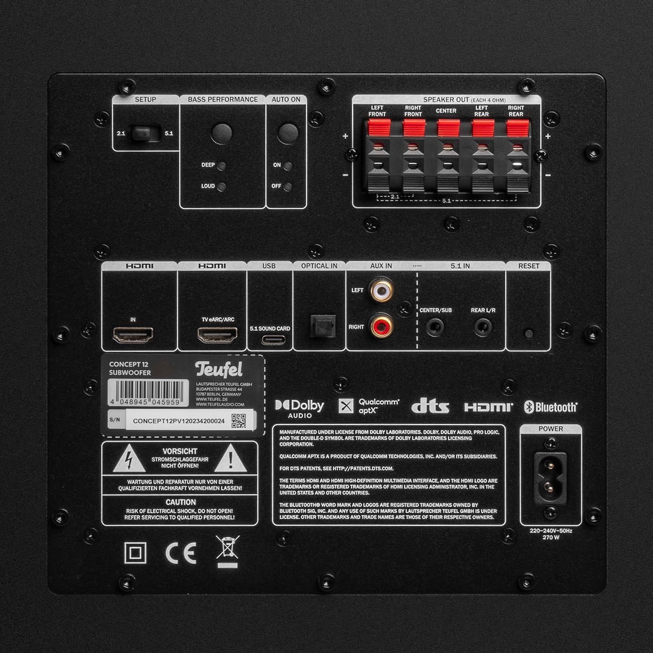 Teufel CONSONO 35 Concept Power Edition - 5.1 Surround Soundsystem, Komplettsystem Heimkino mit integriertem AV-Receiver, Bluetooth, Dolby Audio, USB-C-Soundkartenfunktion, HDMI ARC CEC -schwarz