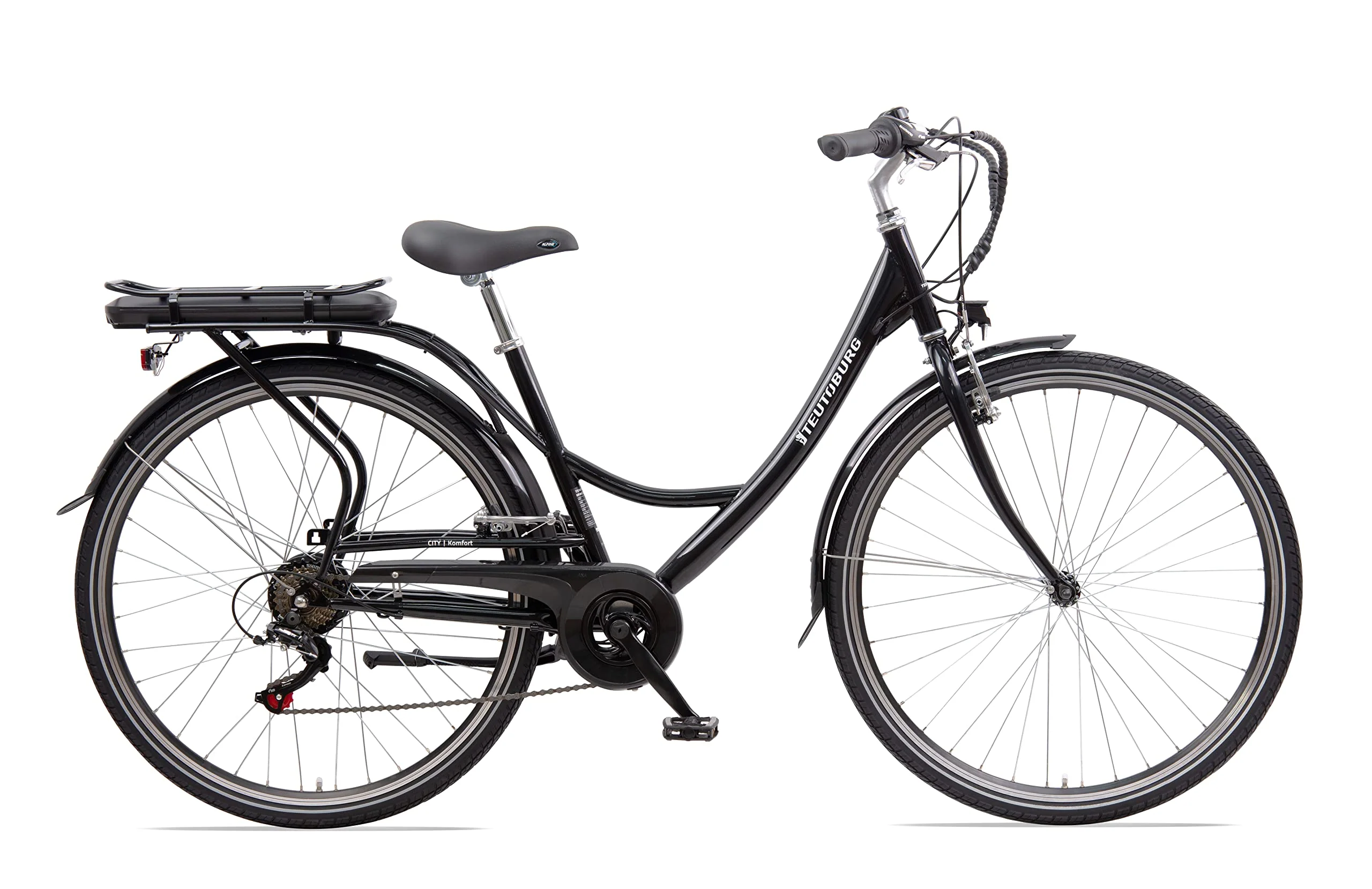 Teutoburg Senne Fahrrad Pedelec Citybike Elektrofahrrad schwarz, E-Bike 28 Zoll, 10,4 Ah/36V Lithium Ionen Akku, 7-Gang Kettenschaltung, inkl. Panzerkabelschloss - Image 10