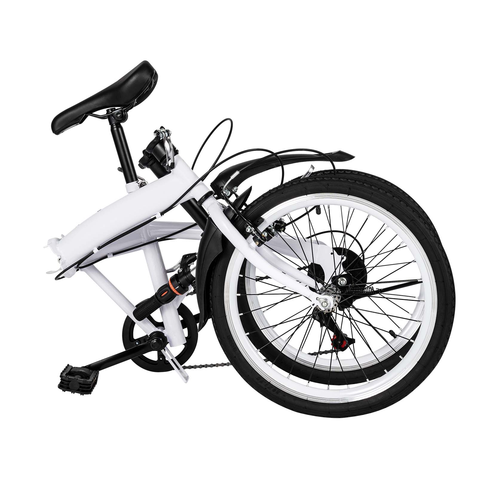 TFCFL 20 Zoll Faltrad Klapprad Einstellbare Höhe Leichtgewicht Fahrrad Mountainbike 7 Gang Schalthebel Doppel V Bremse Erwachsenenfahrrad für Herren Damen Studenten Weiß - Image 6