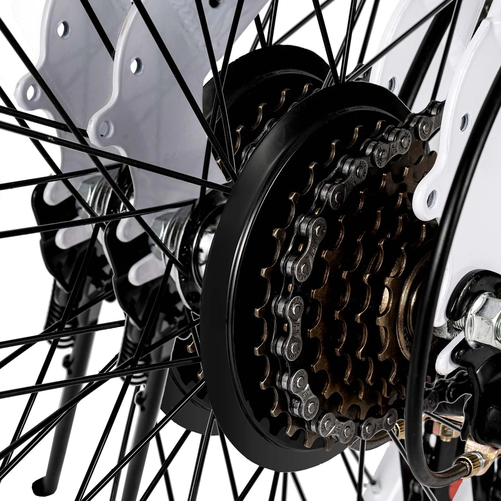 TFCFL 20 Zoll Faltrad Klapprad Einstellbare Höhe Leichtgewicht Fahrrad Mountainbike 7 Gang Schalthebel Doppel V Bremse Erwachsenenfahrrad für Herren Damen Studenten Weiß - Image 8