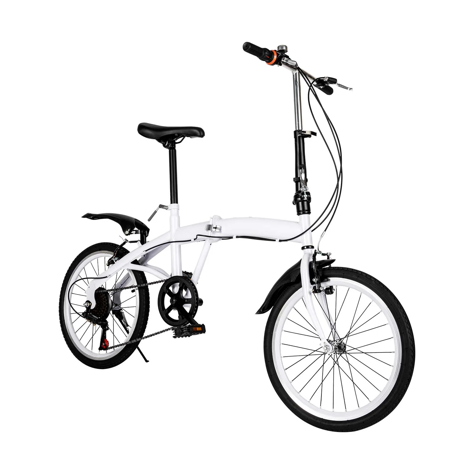 TFCFL 20 Zoll Faltrad Klapprad Einstellbare Höhe Leichtgewicht Fahrrad Mountainbike 7 Gang Schalthebel Doppel V Bremse Erwachsenenfahrrad für Herren Damen Studenten Weiß - Image 9