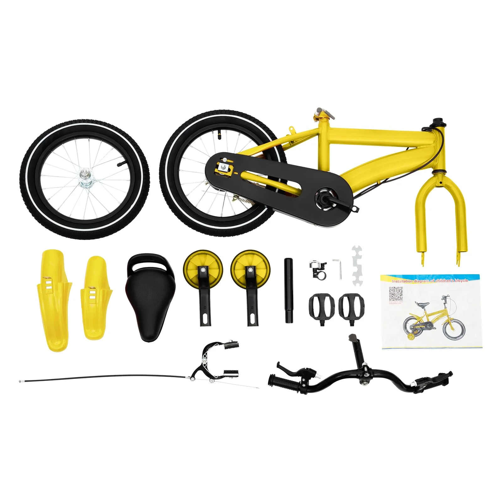 TFIANYNI Kinderfahrrad 14 Zoll, Kohlenstoffstahl Fahrrad 14 Zoll Mit Stützräder Abnehmbare, Fahrrad Für Kinder 100-115cm, Max Tragfähigkeit 50kg, Kinderrad Geschenke (Gelb) - Image 6