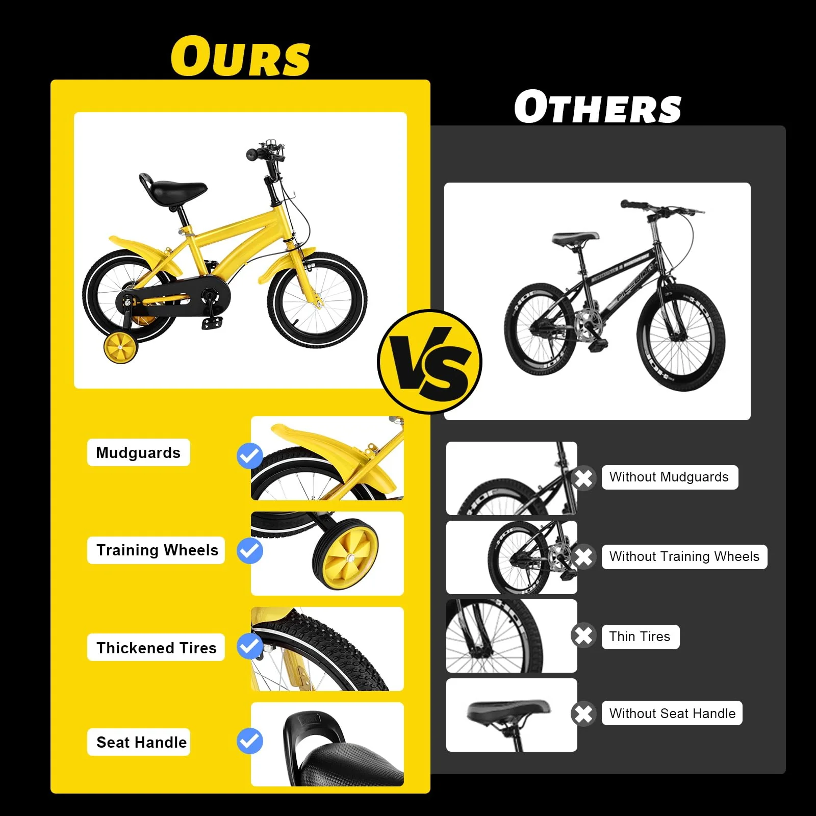 TFIANYNI Kinderfahrrad 14 Zoll, Kohlenstoffstahl Fahrrad 14 Zoll Mit Stützräder Abnehmbare, Fahrrad Für Kinder 100-115cm, Max Tragfähigkeit 50kg, Kinderrad Geschenke (Gelb) - Image 9