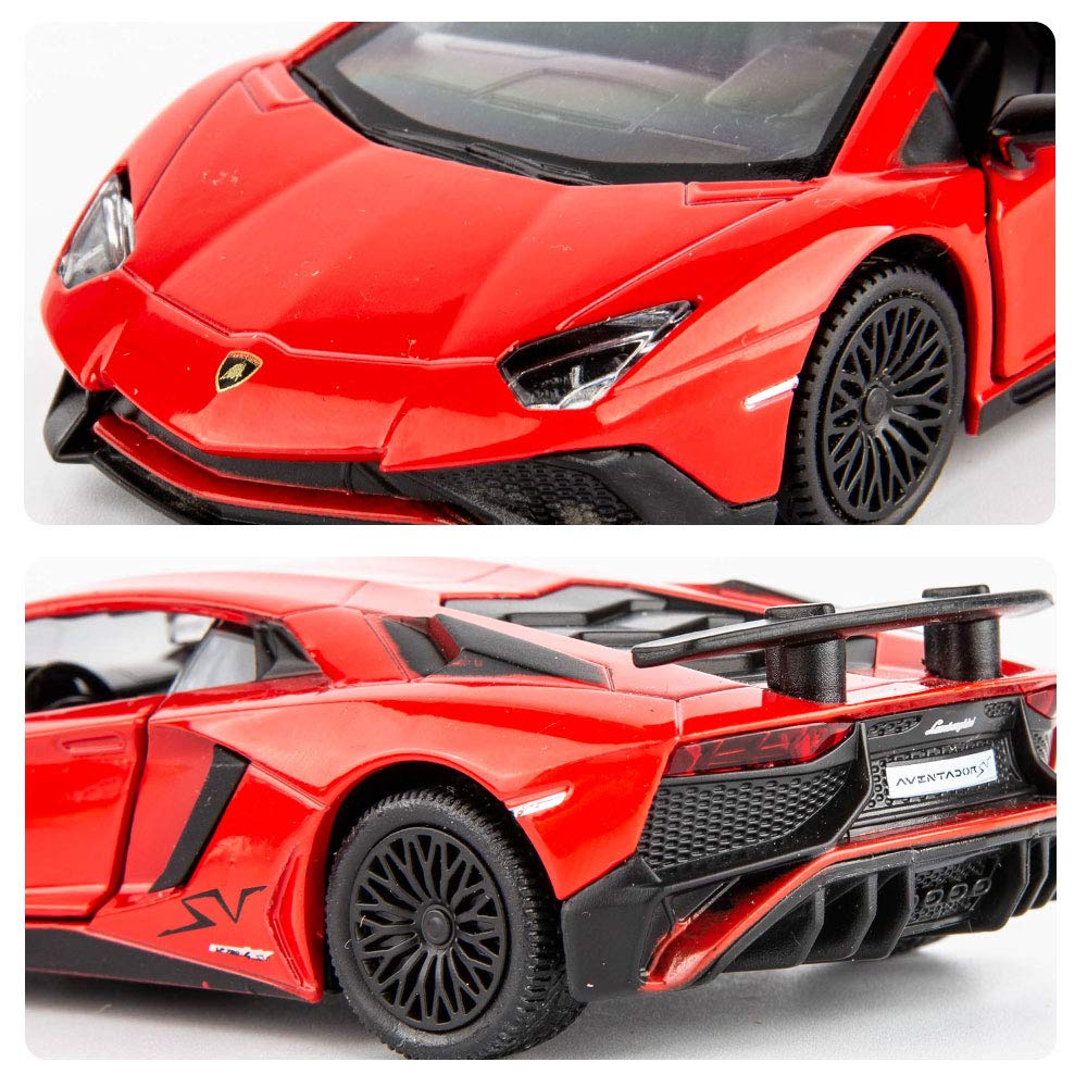 TGRCM-CZ 1/36 Skala Lamborghini Aventador LP700-4 Casting Car Modell, Zink Legierung Spielzeugauto für Kinder, Pull Back Fahrzeuge Spielzeugauto für Kleinkinder Kinder Jungen Mädchen Geschenk (Rot) - Image 3