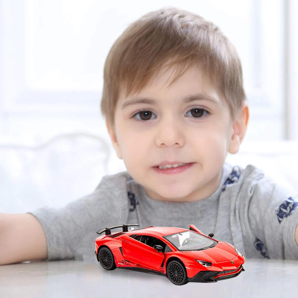 TGRCM-CZ 1/36 Skala Lamborghini Aventador LP700-4 Casting Car Modell, Zink Legierung Spielzeugauto für Kinder, Pull Back Fahrzeuge Spielzeugauto für Kleinkinder Kinder Jungen Mädchen Geschenk (Rot) - Image 6