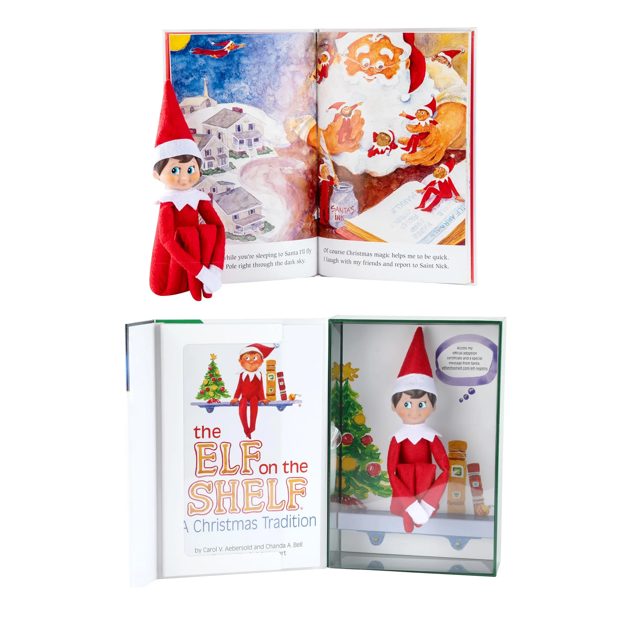 The Elf on The Shelf® Eine Weihnachtstradition | Englisch | Junge mit Blauen Augen | inkl. zauberhaft illustriertem Buch, Erinnerungsbox & offizieller Adoptionsurkunde