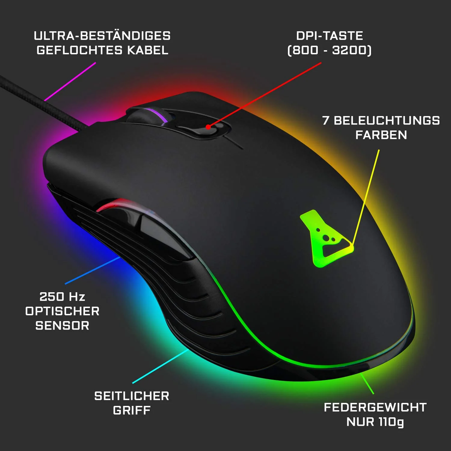 The G-Lab - Combo Argon E - 4-in-1-Gaming-Paket - Beleuchtete QWERTZ-Gamertastatur, 3200-DPI-Gamermäuse, Gaming-Headset, rutschfeste Mausunterlage - für PC PS4 PS5 und Xbox - New (4-in-1-Paket) - Image 7