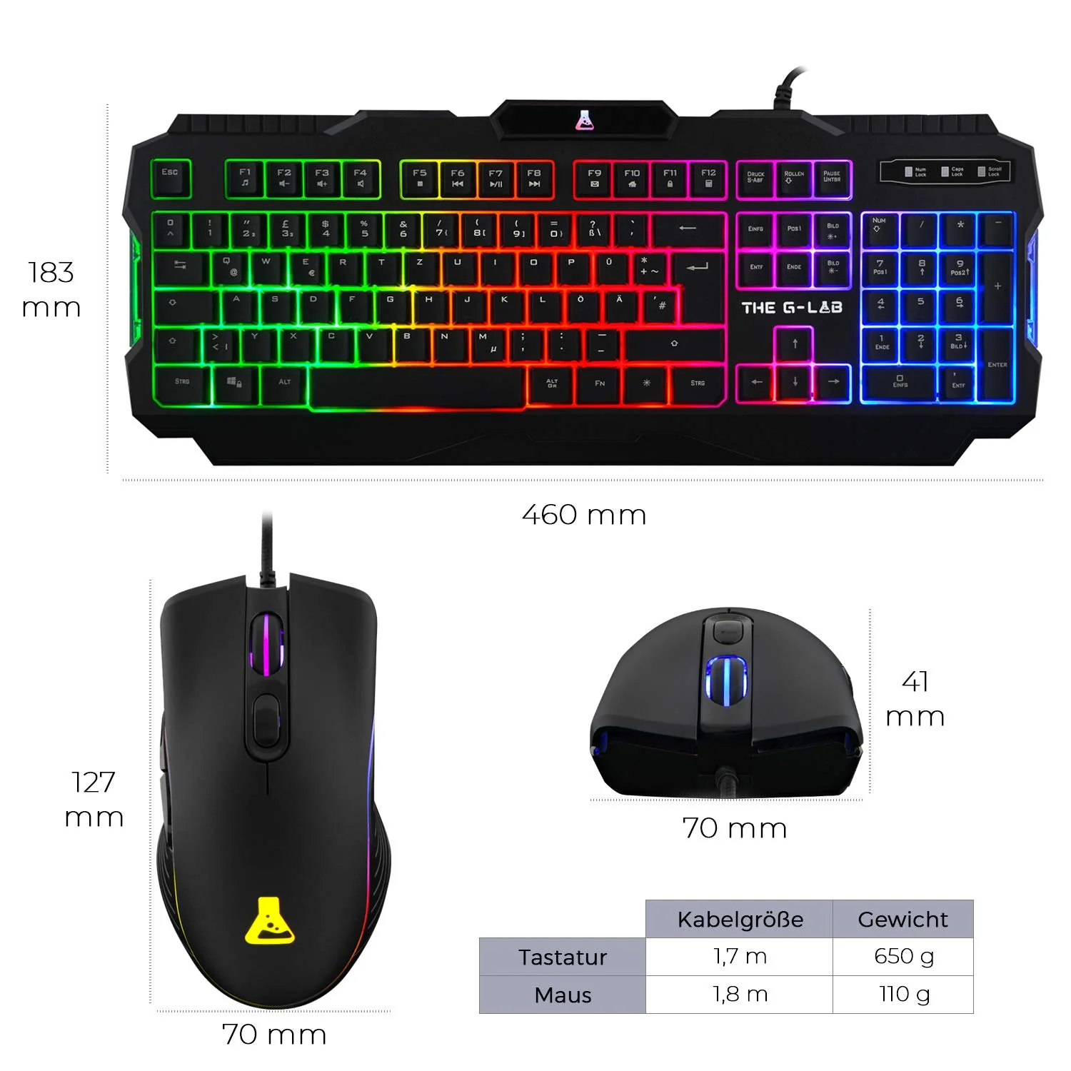 The G-Lab - Combo Argon E - 4-in-1-Gaming-Paket - Beleuchtete QWERTZ-Gamertastatur, 3200-DPI-Gamermäuse, Gaming-Headset, rutschfeste Mausunterlage - für PC PS4 PS5 und Xbox - New (4-in-1-Paket) - Image 2