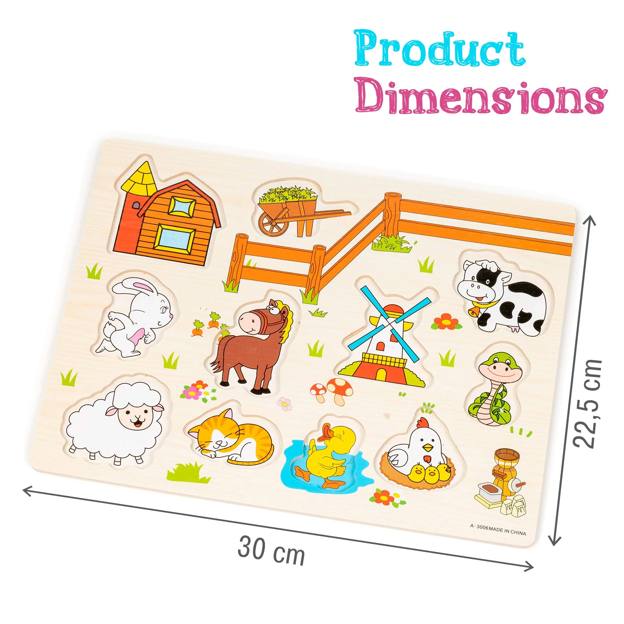 THE TWIDDLERS 4 Holzpuzzle Steckpuzzle Greifpuzzle für Babys & Kleinkinder - Montessori Lernspielzeug, Bauernhof, Dschungeltiere, Meerestiere & Insekten - Image 5