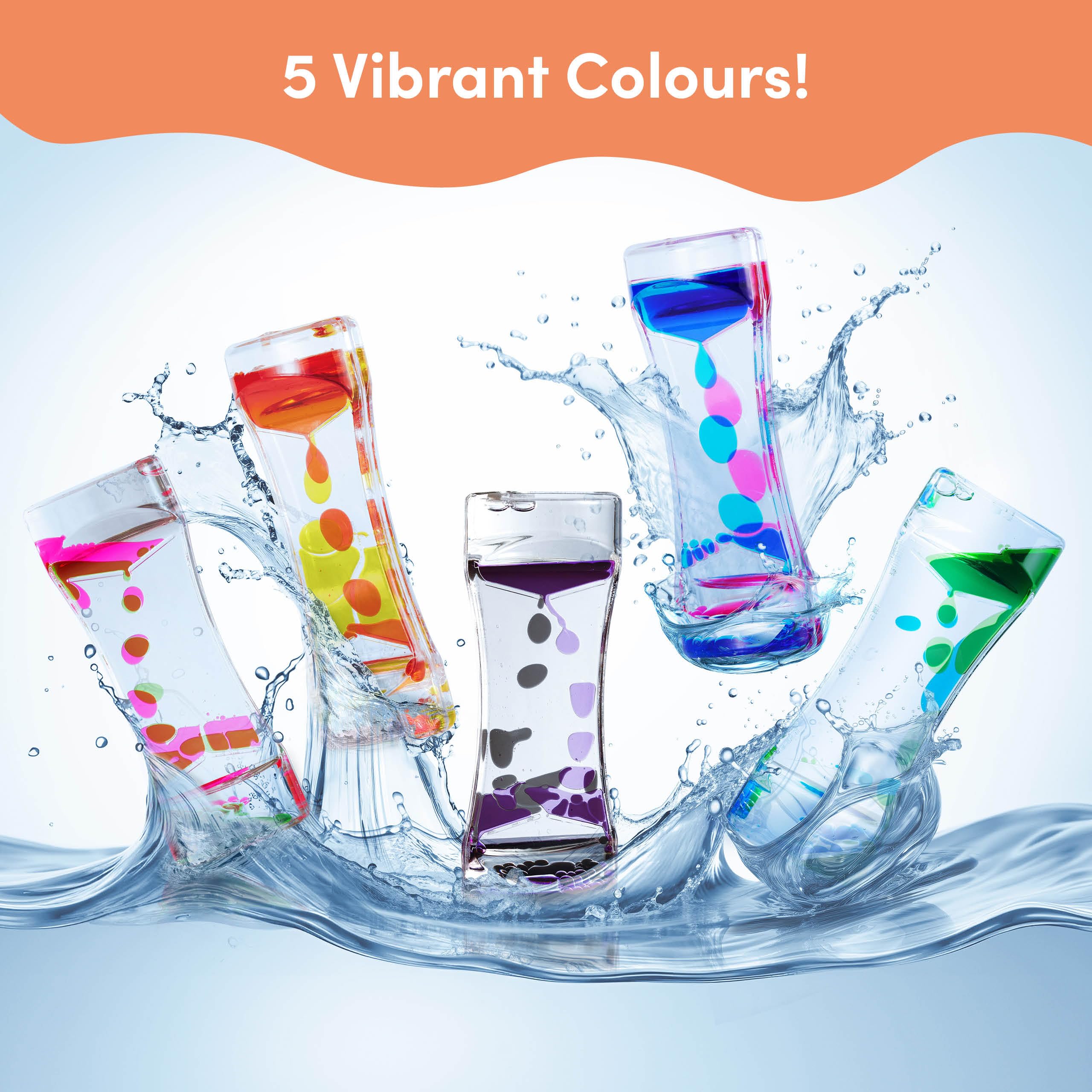 THE TWIDDLERS 5 Liquid Motion Timer, Flüssig Tropfen Sanduhr (15cm, 5 Farben) - Lavalampe Spiele, Klassenzimmer, Liquid Motion Bubbler Spielzeug, Oil Hourglass Geschenke für Kinder, Jungen & Mädchen - Image 7