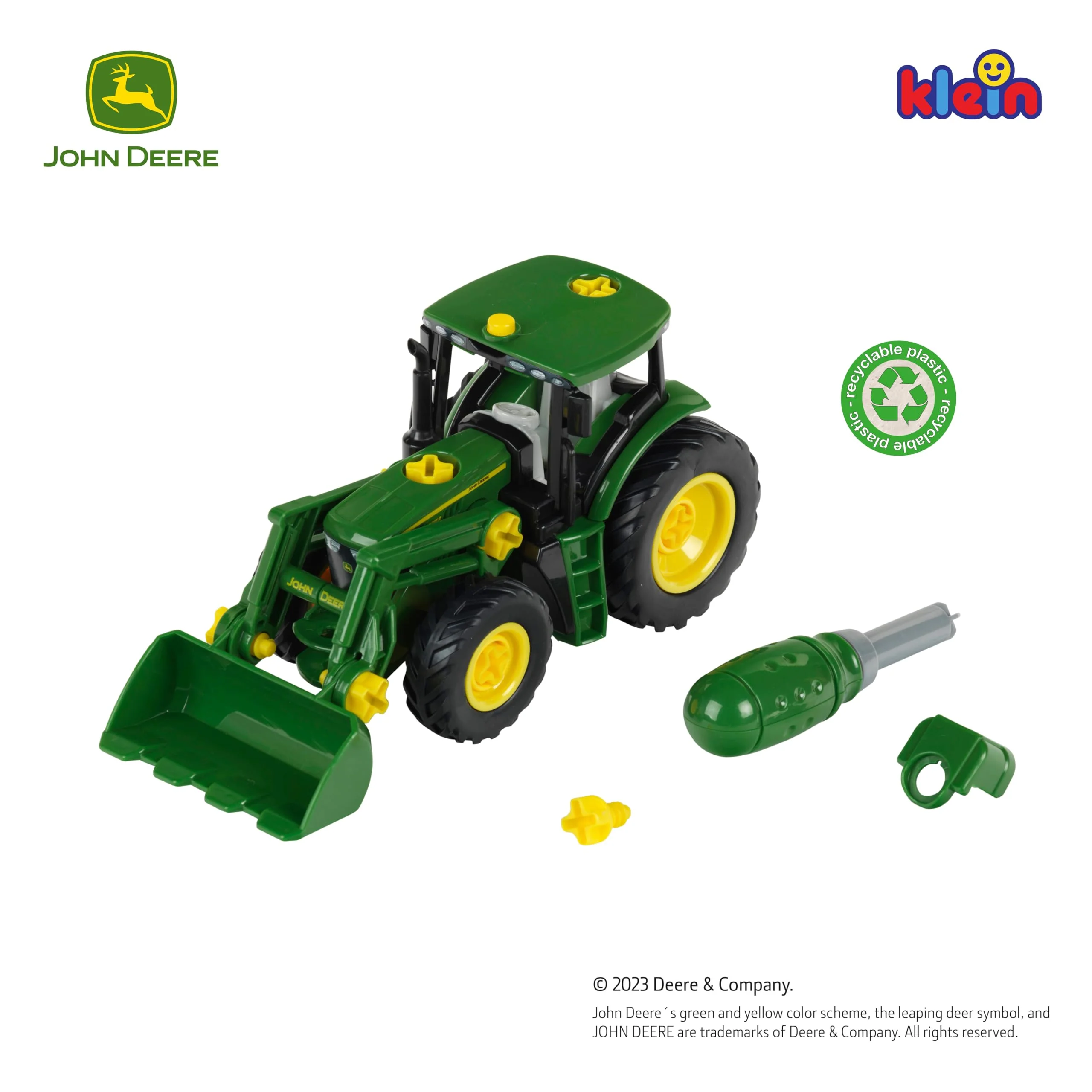 Theo Klein 3903 John Deere Traktor | Mit Frontlader und Gegengewicht | Demontierbare Einzelteile | Maße: 24,5 cm x 9,5 cm x 12 cm | Spielzeug für Kinder ab 3 Jahren - Image 2
