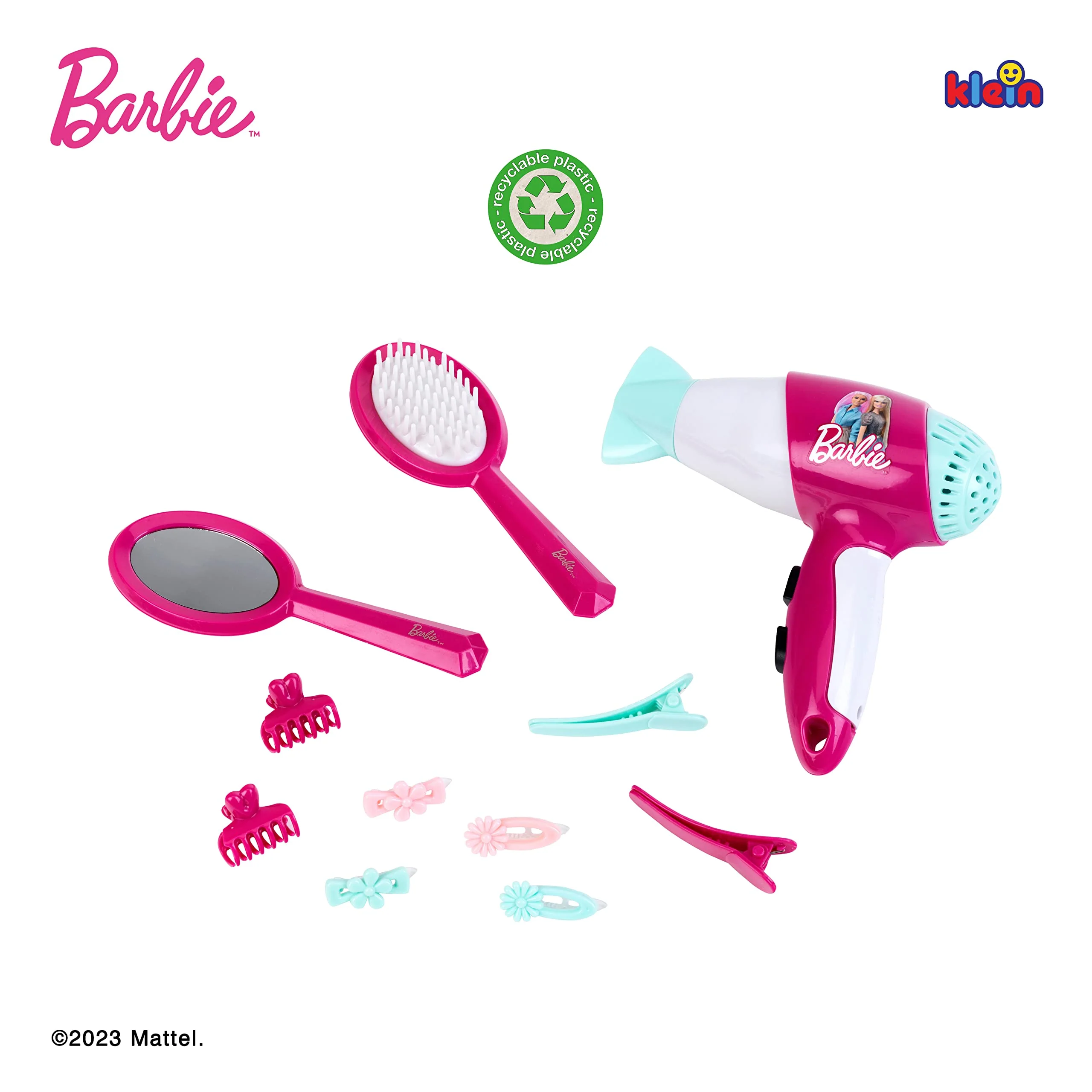 Theo Klein 5790 Barbie Frisier-Set I Zubehör und Accessoires im Barbie-Look I Inkl. Kinder-Föhn mit Kaltluftfunktion I Spielzeug für Kinder ab 3 Jahren - Image 5