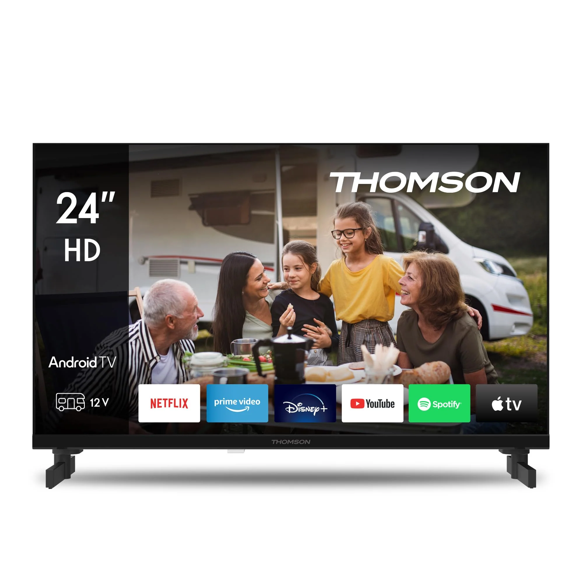 Thomson 24 Zoll (60 cm) LED HD 12V Camping Smart Android TV, Google Assistant, Wi-Fi, Dolby Digital, Bluetooth, Triple-Tuner (Kabel/Satellit/Antenne), HDMI, CI+, A+ Panel- 24HA2S13C - Image 4