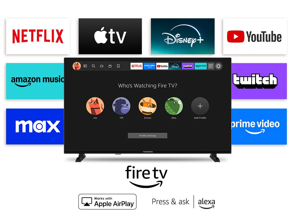 Thomson 32'' (80 cm) HD – LED Fire TV – Alexa-Sprachsteuerung, AirPlay-Unterstützung, Triple Tuner, Bluetooth, HDMI, USB-Anschlüsse, AV IN und CI+ – 32HF2S34 – 2024 - Image 17