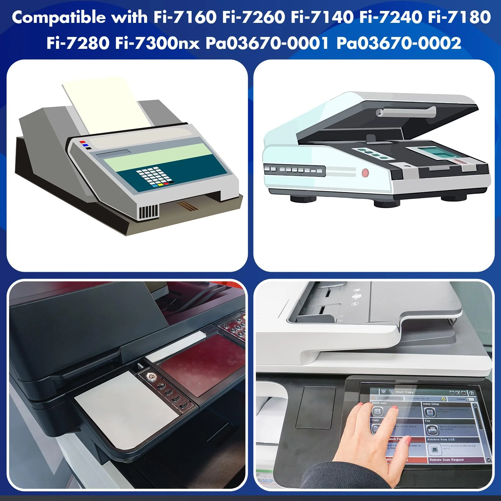 Threlaco Scanner Bremse und Pick Roller Set Scanner Papier Verbrauchsmaterial Kit Computer Scanner Zubehör Kompatibel mit Fi-7160 Fi-7260 Fi-7140 Fi-7240 Fi-7180 Fi-7280 Fi-7300nx Pa03670-0001 - Image 5