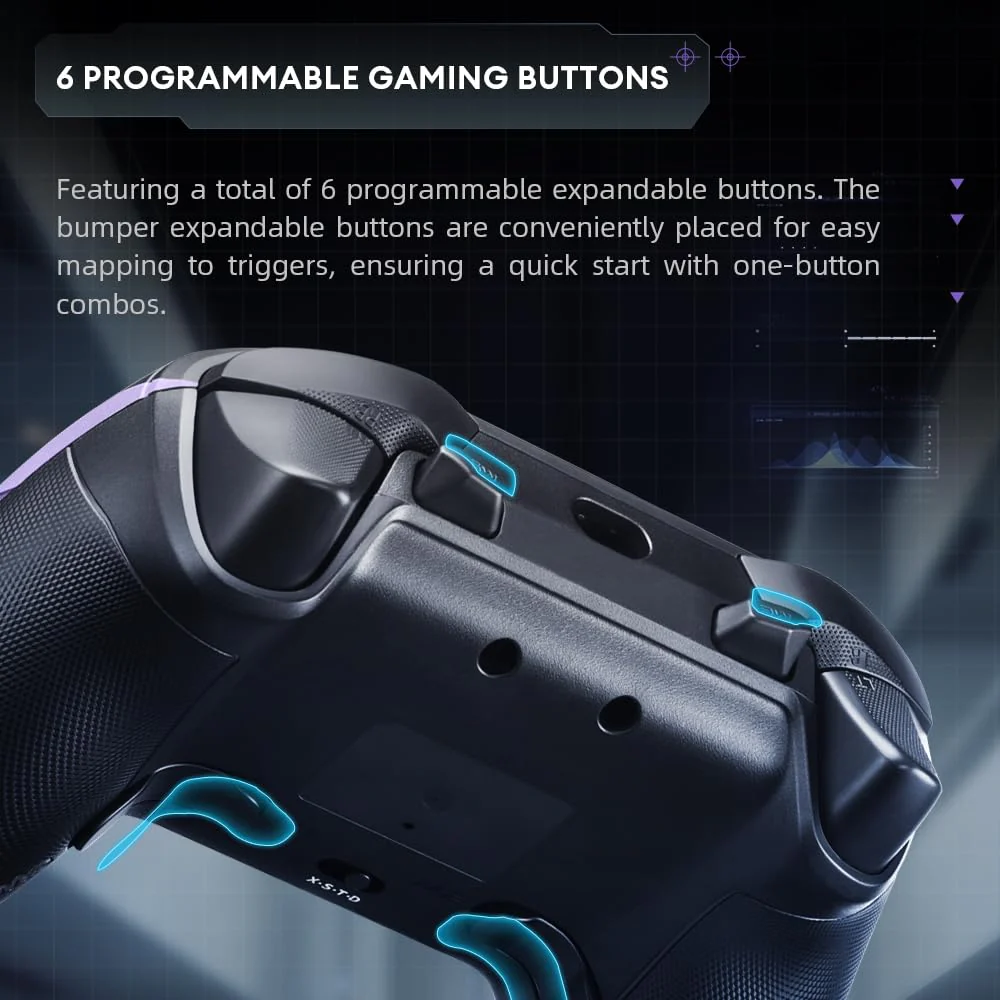 Thunderobot G50S 1000HZ Controller PC Wireless für Windows PC,Switch,IOS&Android,6 Programmierbare Tasten,PC Controller Gaming mit Hall-Effekt-Joysticks&Trigger/Gyroskop (Schwarz, G50S) - Image 6