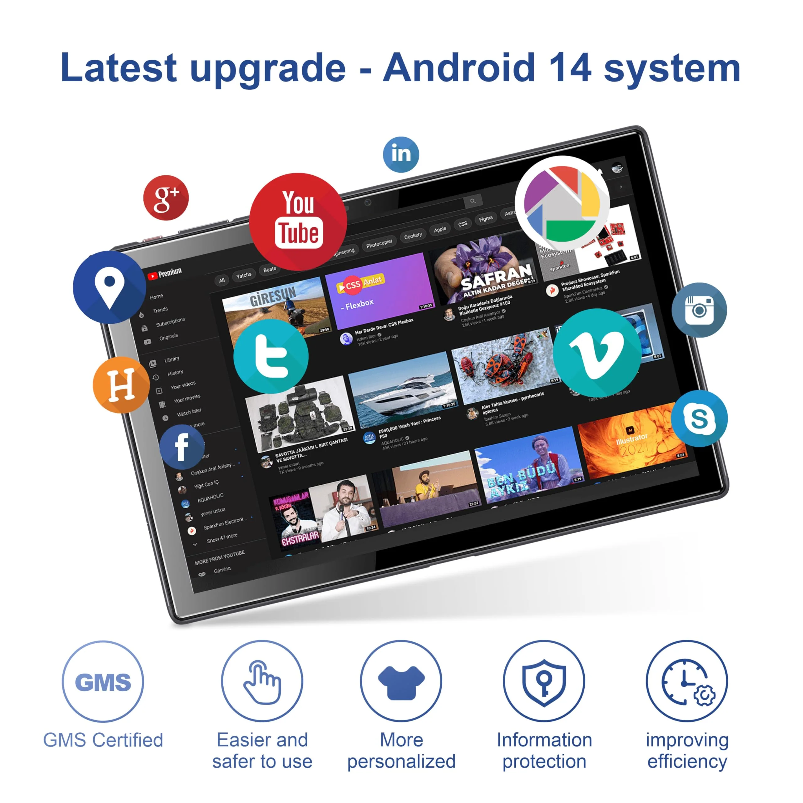Tibuta Tablet 10 Zoll Android 14 5000mAh Quad-Core 6(2+4) GB RAM+64GB Tablet PC mit WiFi 6 2.4G/5G Bluetooth 5.0 1280 * 800 FHD Dual Kamera mit Hülle und Schutzfolie 2025 (Grau) - Image 5