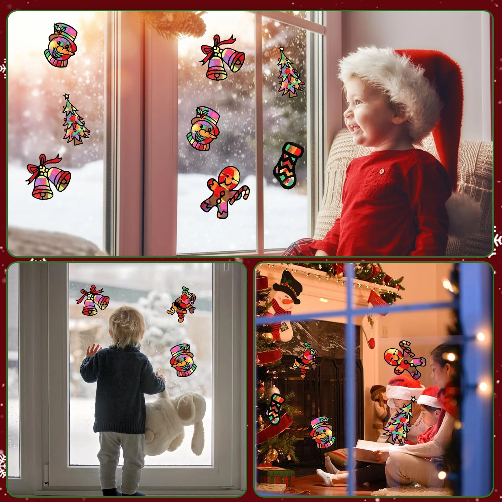 TINA.WIN Weihnachten Basteln Kinder Selbstklebend 13 StüCk Fensterbilder Herbst Basteln Mit Kindern Herbst Bastelset Deko & Diy BläTter Herbstdeko Geschenk FüR Halloween Weihnachten - Image 3