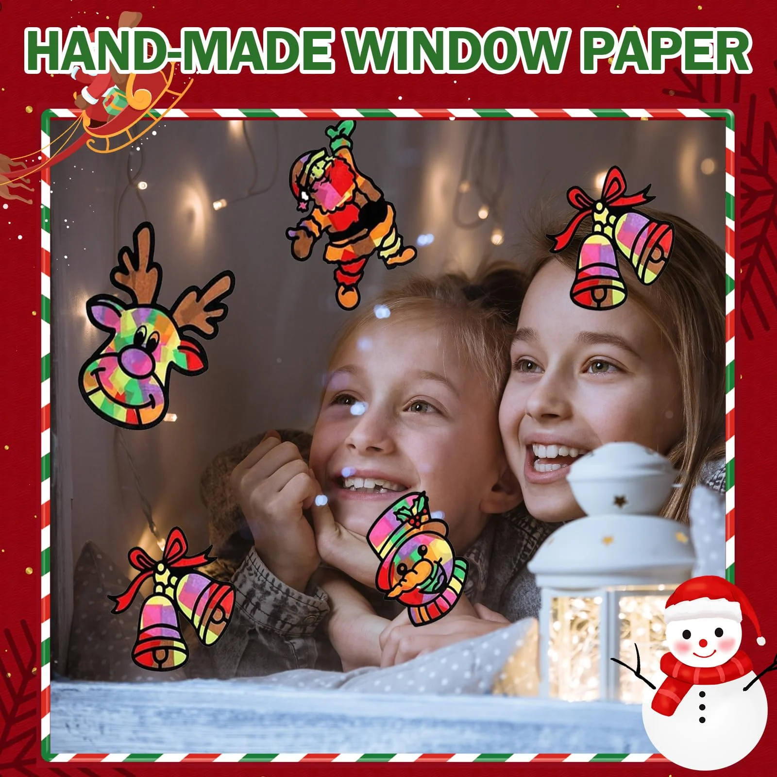 TINA.WIN Weihnachten Basteln Kinder Selbstklebend 13 StüCk Fensterbilder Herbst Basteln Mit Kindern Herbst Bastelset Deko & Diy BläTter Herbstdeko Geschenk FüR Halloween Weihnachten - Image 5