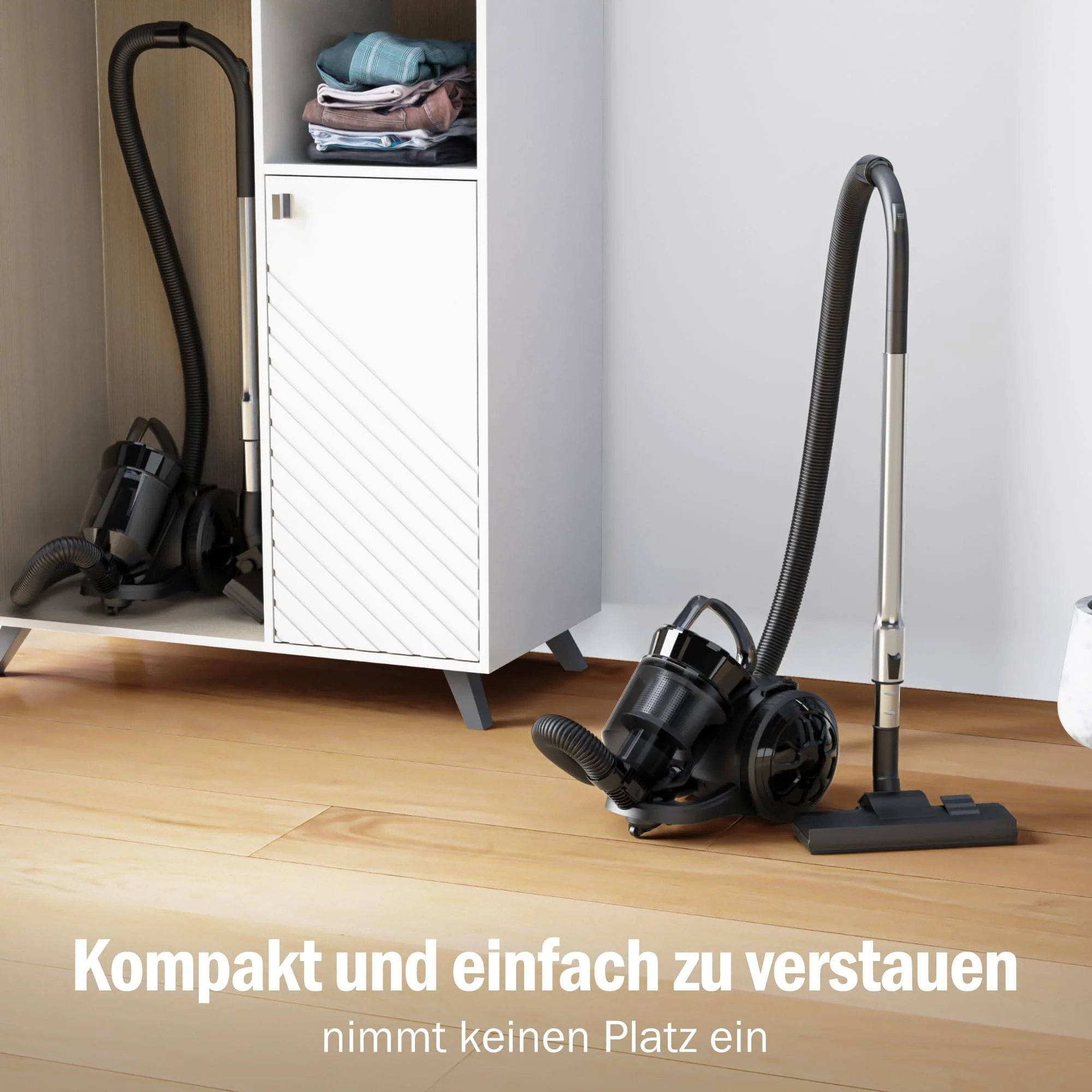 Tisoutec Beutelloser Staubsauger ohne Beutel,900W Staubsauger|70dB|Bodenstaubsauger|HEPA Filter Bodendüse für Parkett,Teppich,Fliesen,leistungsstarker Staubsauger mit 5m Kabel=13m Aktionsradius 2,2L - Image 4