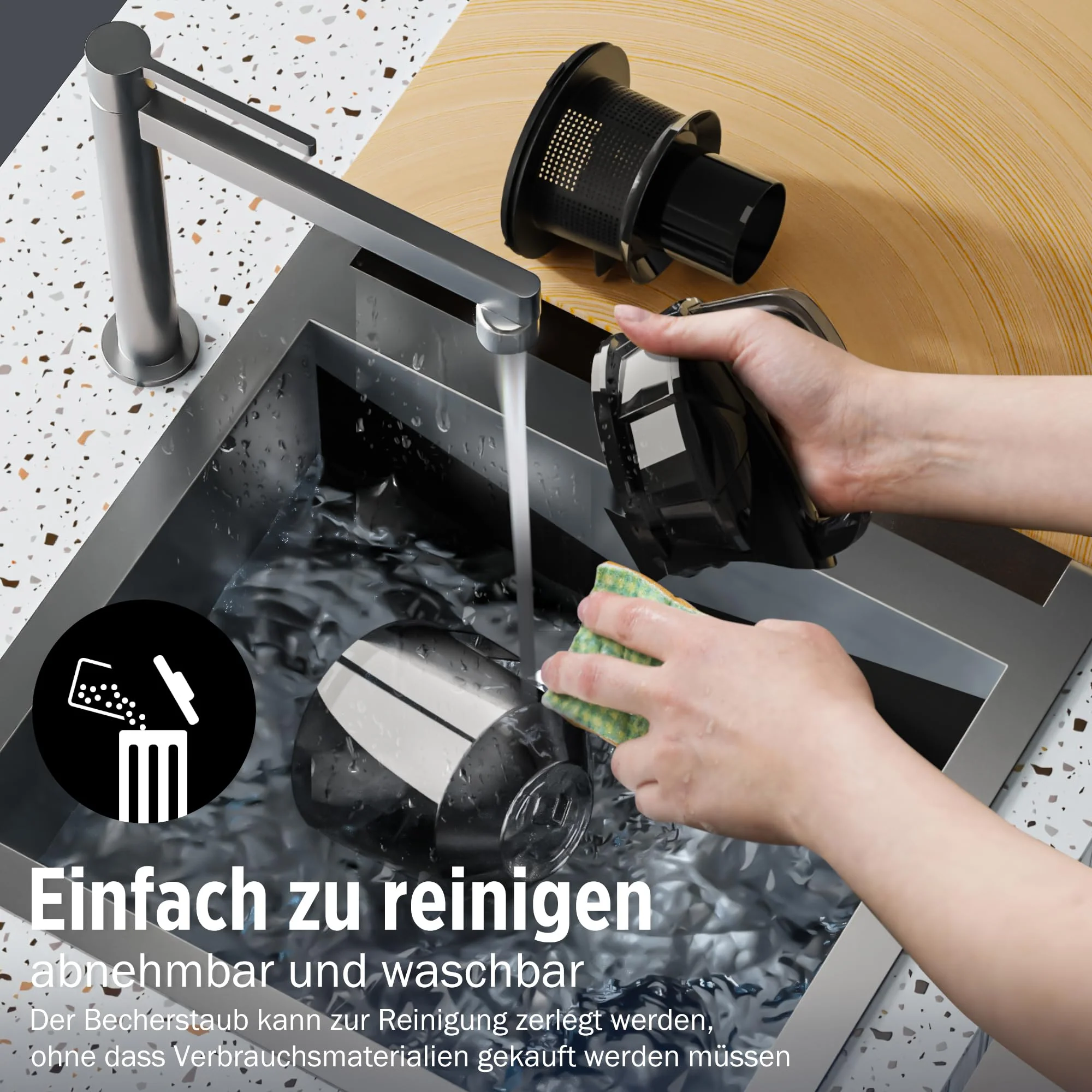 Tisoutec Beutelloser Staubsauger ohne Beutel,900W Staubsauger|70dB|Bodenstaubsauger|HEPA Filter Bodendüse für Parkett,Teppich,Fliesen,leistungsstarker Staubsauger mit 5m Kabel=13m Aktionsradius 2,2L - Image 5