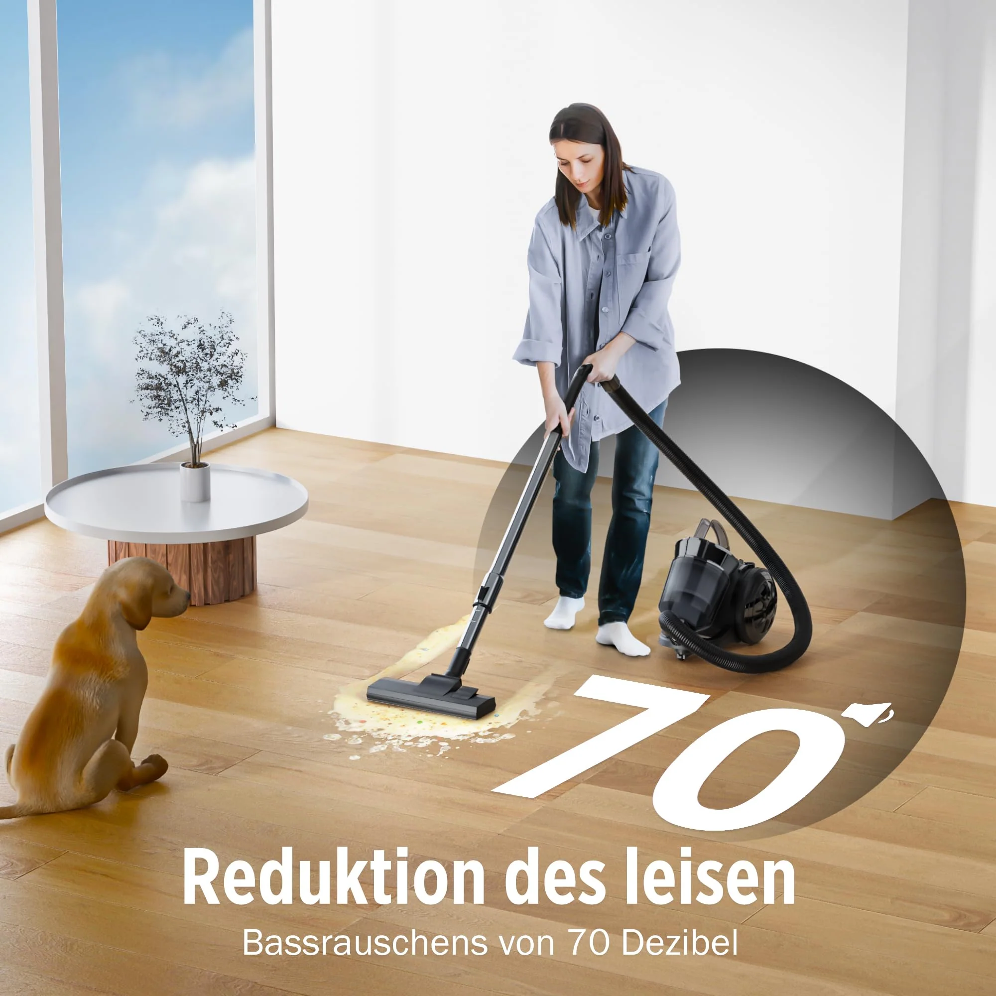 Tisoutec Beutelloser Staubsauger ohne Beutel,900W Staubsauger|70dB|Bodenstaubsauger|HEPA Filter Bodendüse für Parkett,Teppich,Fliesen,leistungsstarker Staubsauger mit 5m Kabel=13m Aktionsradius 2,2L - Image 7