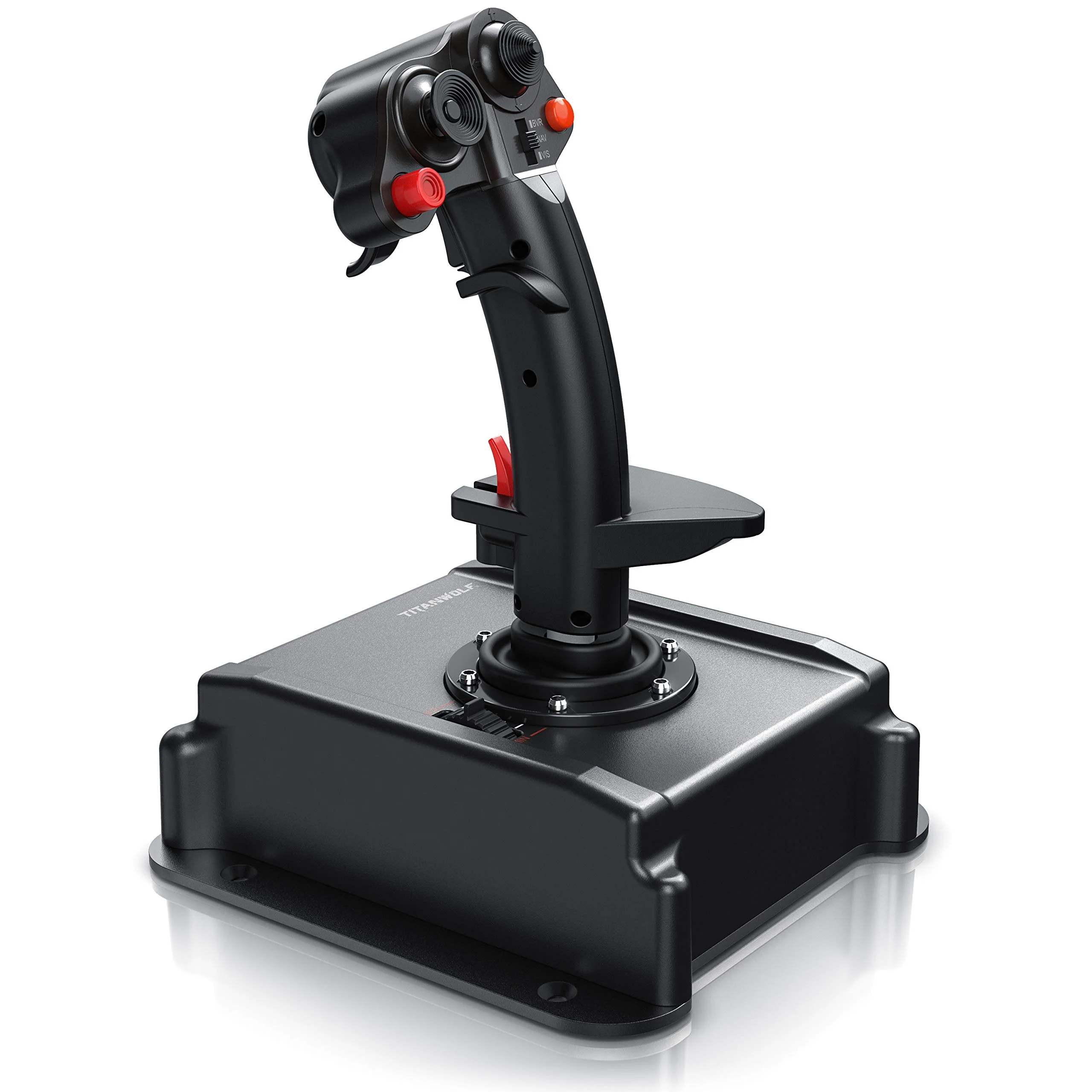 Titanwolf - PC Joystick - Flight Stick – Vierweg Joystick – HOTAS Funktion - stufenloser Schubregler – Hat Switch Achtwege Stick - 4 Buttons D-Pad - 3 Modi – Gashebel – Ruder – 9 Knöpfe-23 Funktionen - Image 6