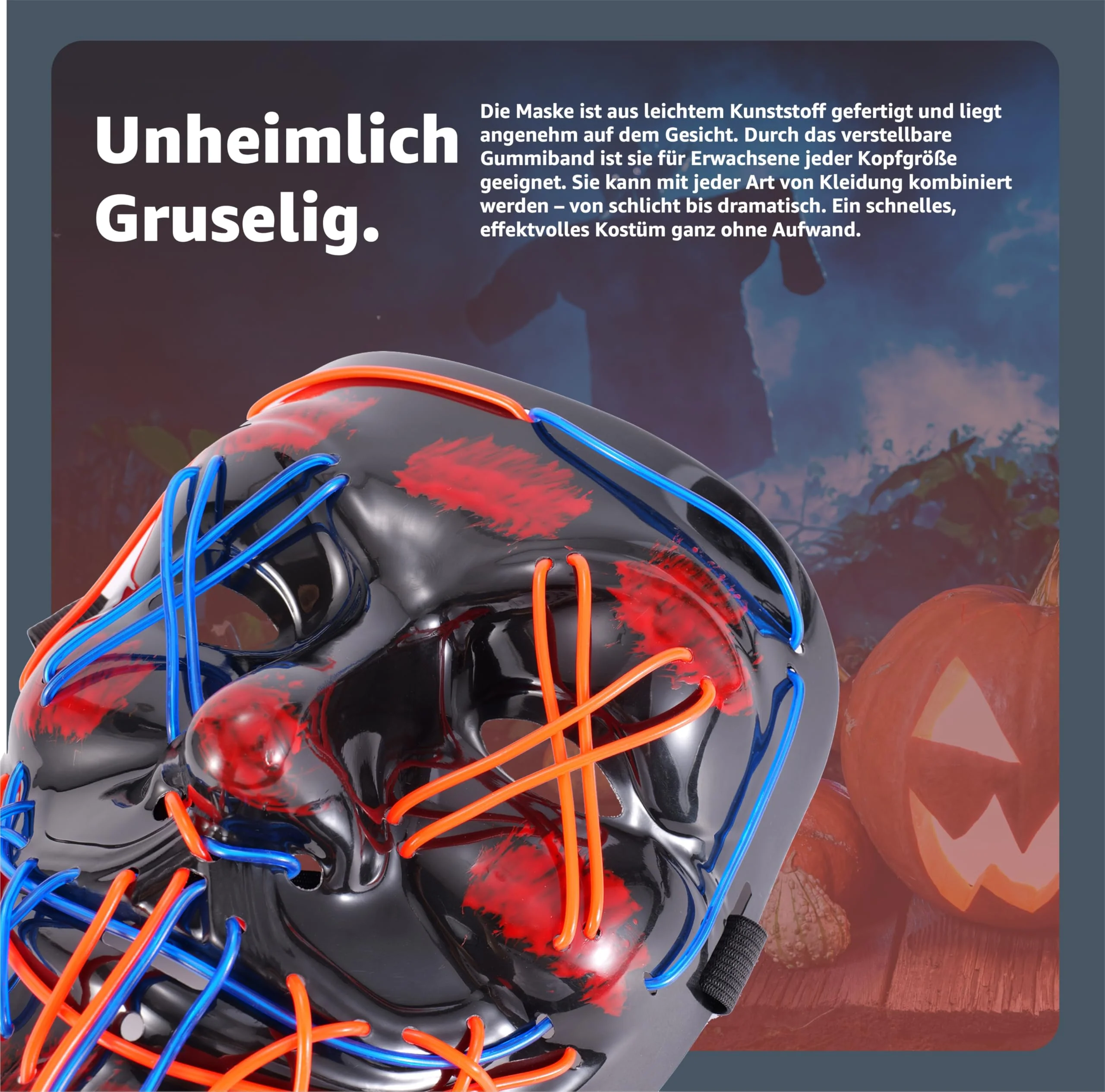 TK Gruppe Timo Klingler LED Grusel Maske - wie aus Purge für Halloween, Fasching & Karneval als Kostüm für Herren & Damen (rot/blau) - Image 3