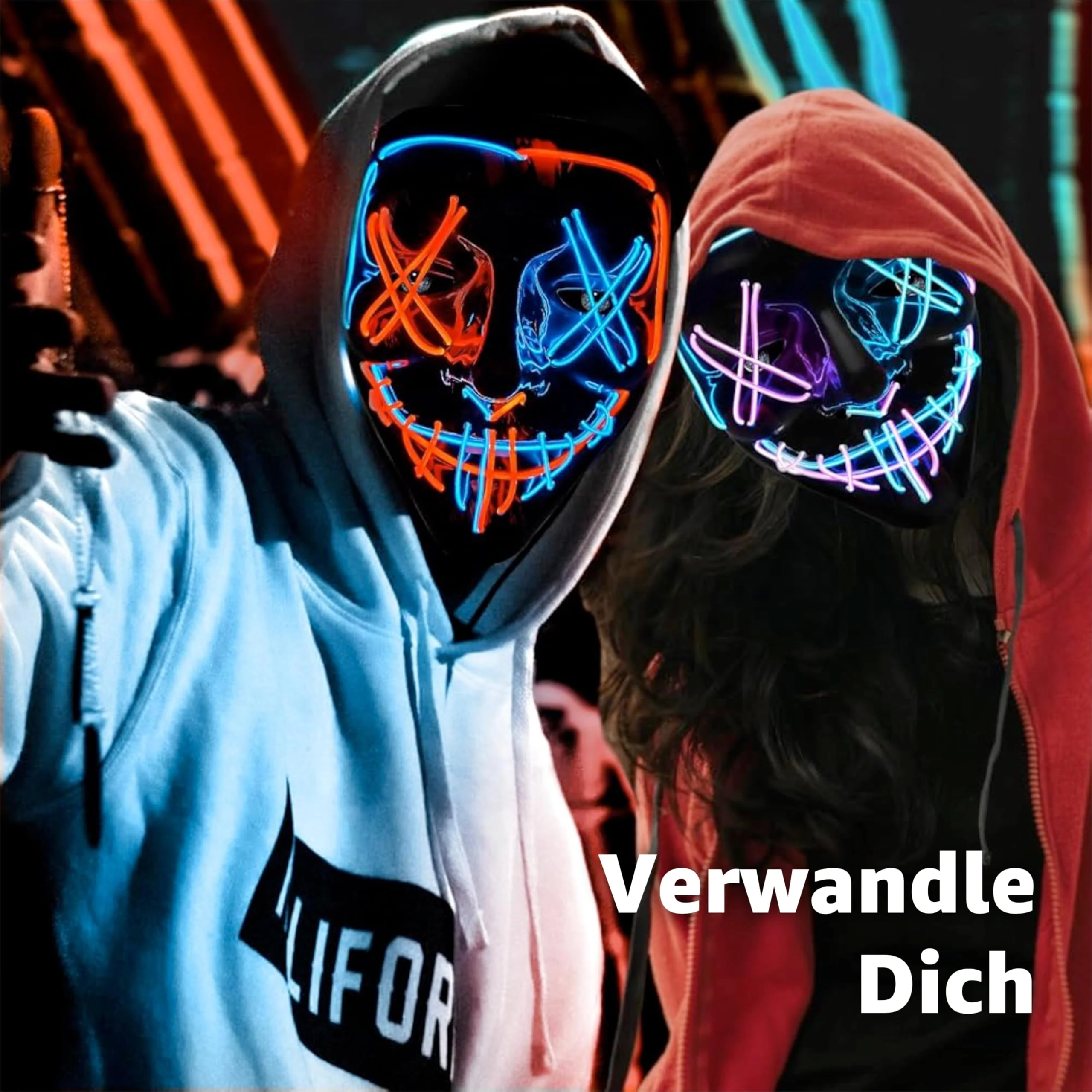 TK Gruppe Timo Klingler LED Grusel Maske - wie aus Purge für Halloween, Fasching & Karneval als Kostüm für Herren & Damen (rot/blau) - Image 4