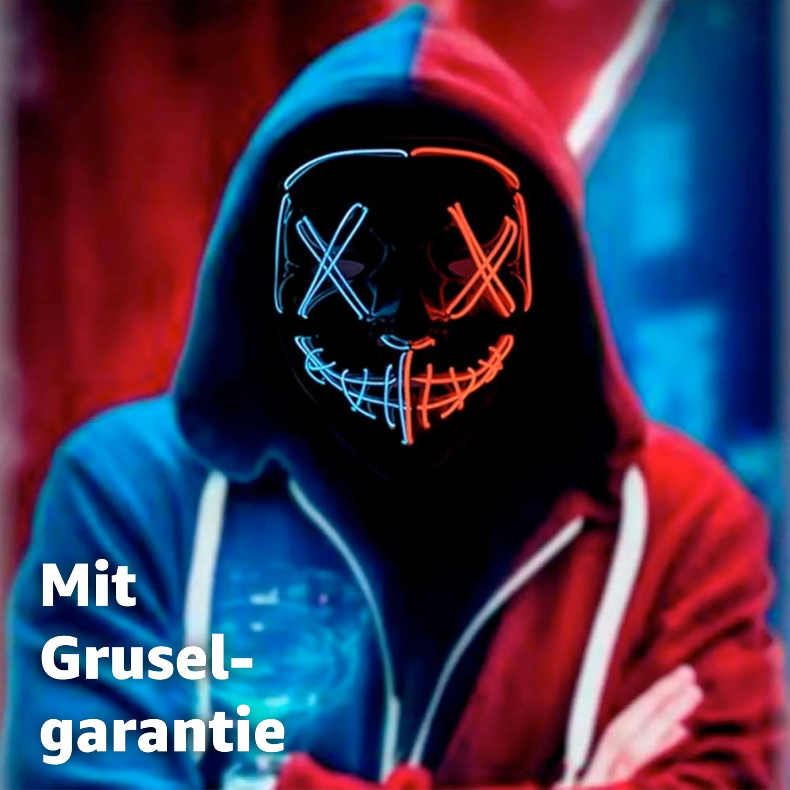 TK Gruppe Timo Klingler LED Grusel Maske - wie aus Purge für Halloween, Fasching & Karneval als Kostüm für Herren & Damen (rot/blau) - Image 5