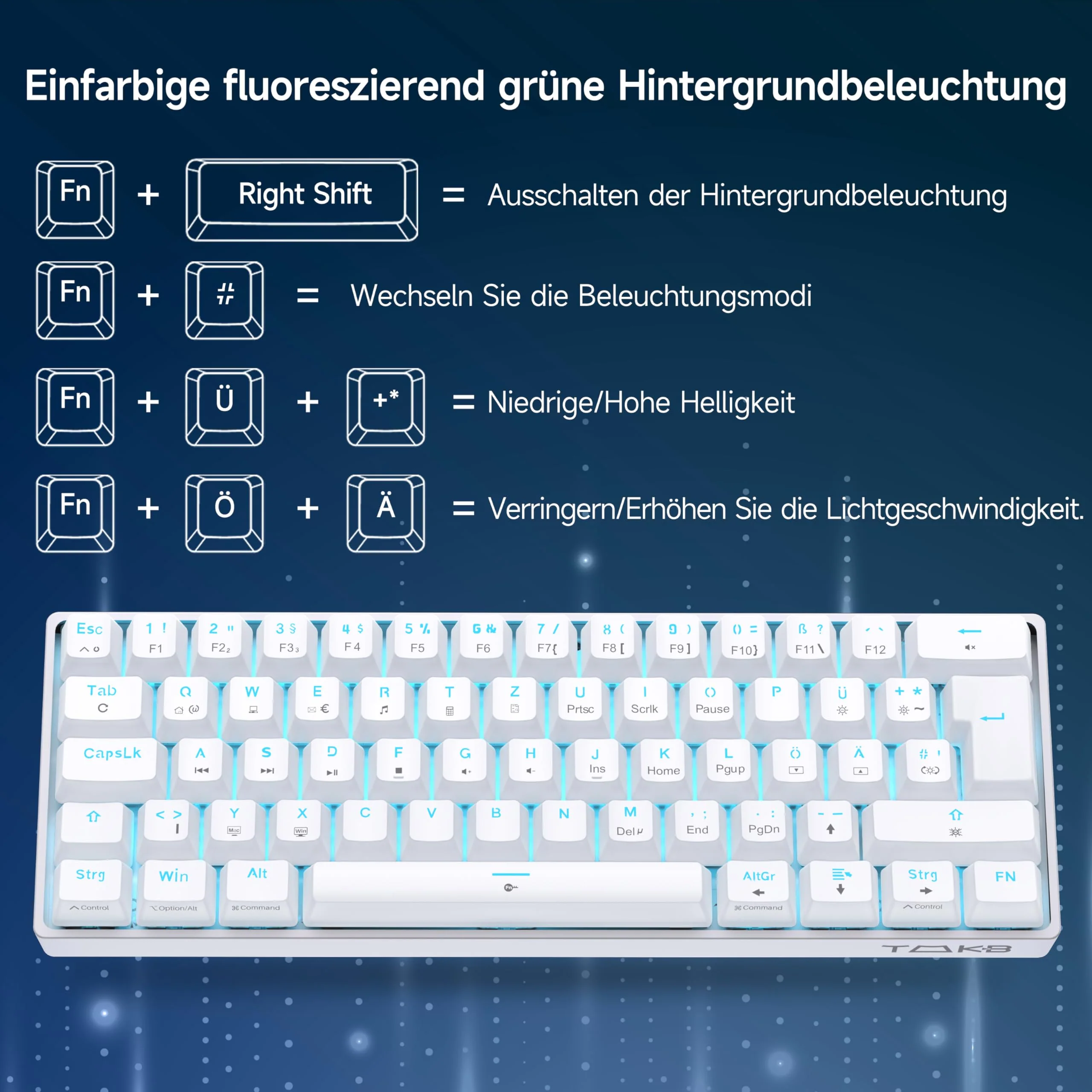 TMKB T61SE Gaming Mechanische Tastatur mit Deutsches QWERTZ Layout,Rote Schalter,weiße - Image 3