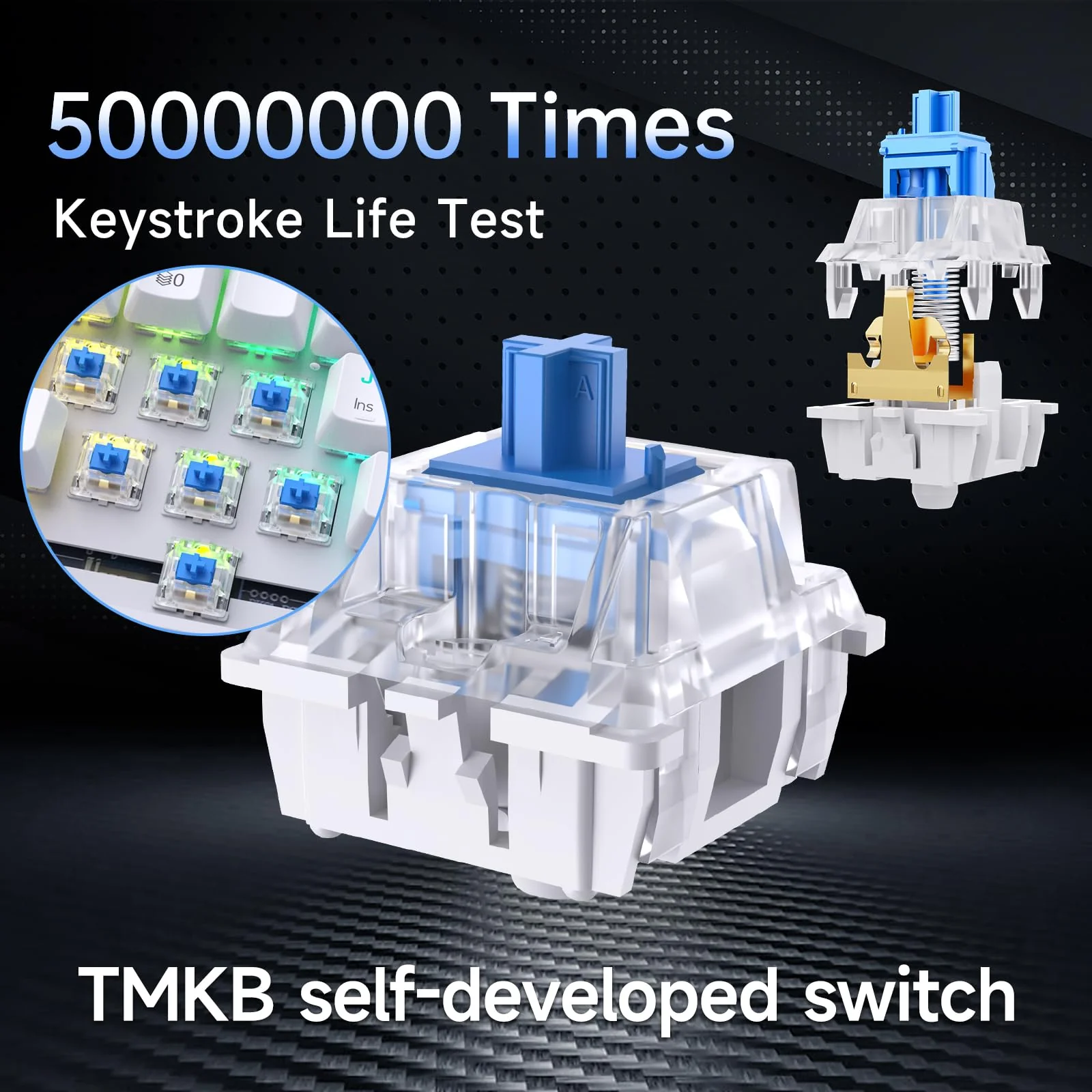 TMKB T63 Gaming Tastatur Mechanische Kabellos mit Blue Switch,Bluetooth / 2.4G / Mit Kabel,weiße - Image 4