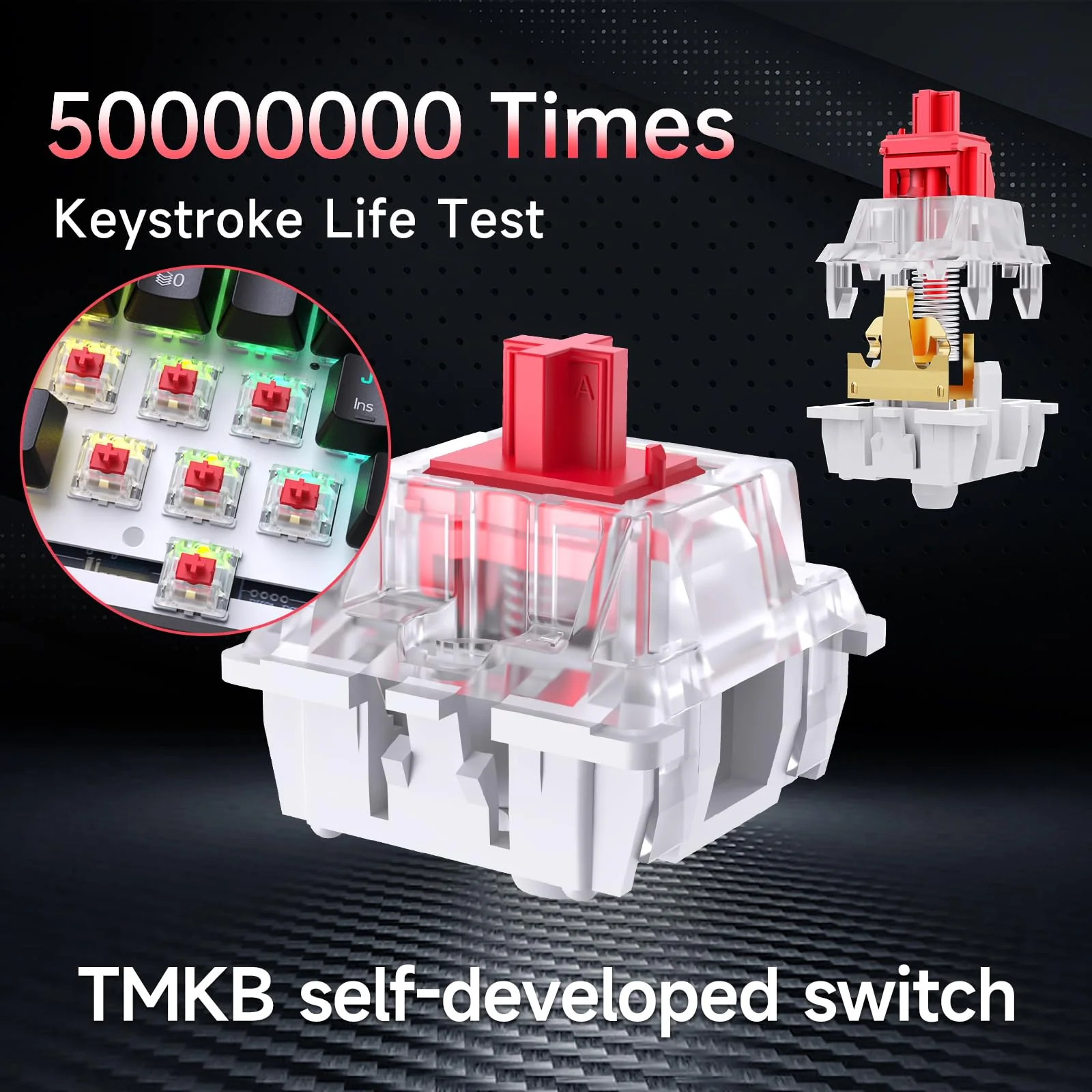 TMKB T63 Gaming Tastatur Mechanische Kabellos mit Red Switch,Bluetooth / 2.4G / Mit Kabel,RGB-Hintergrundbeleuchtung,Schwarz - Image 4