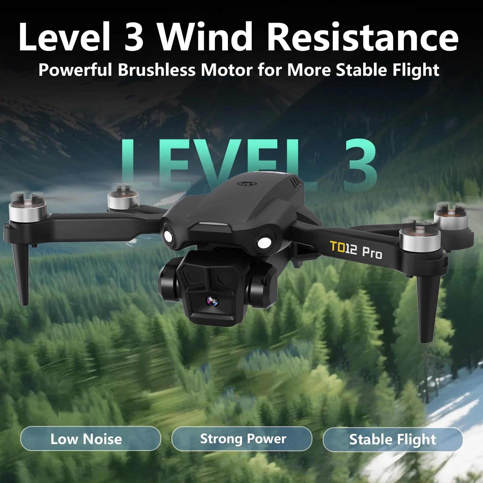 Toladrone Drohne mit 4K-Kamera, Drohnen für Erwachsene, Windwiderstand der Stufe 3, Bürstenloser Motor, 90° Elektrisch Verstellbar, Faltbarer RC-Quadcopter für Anfänger, TD12Pro - Image 6
