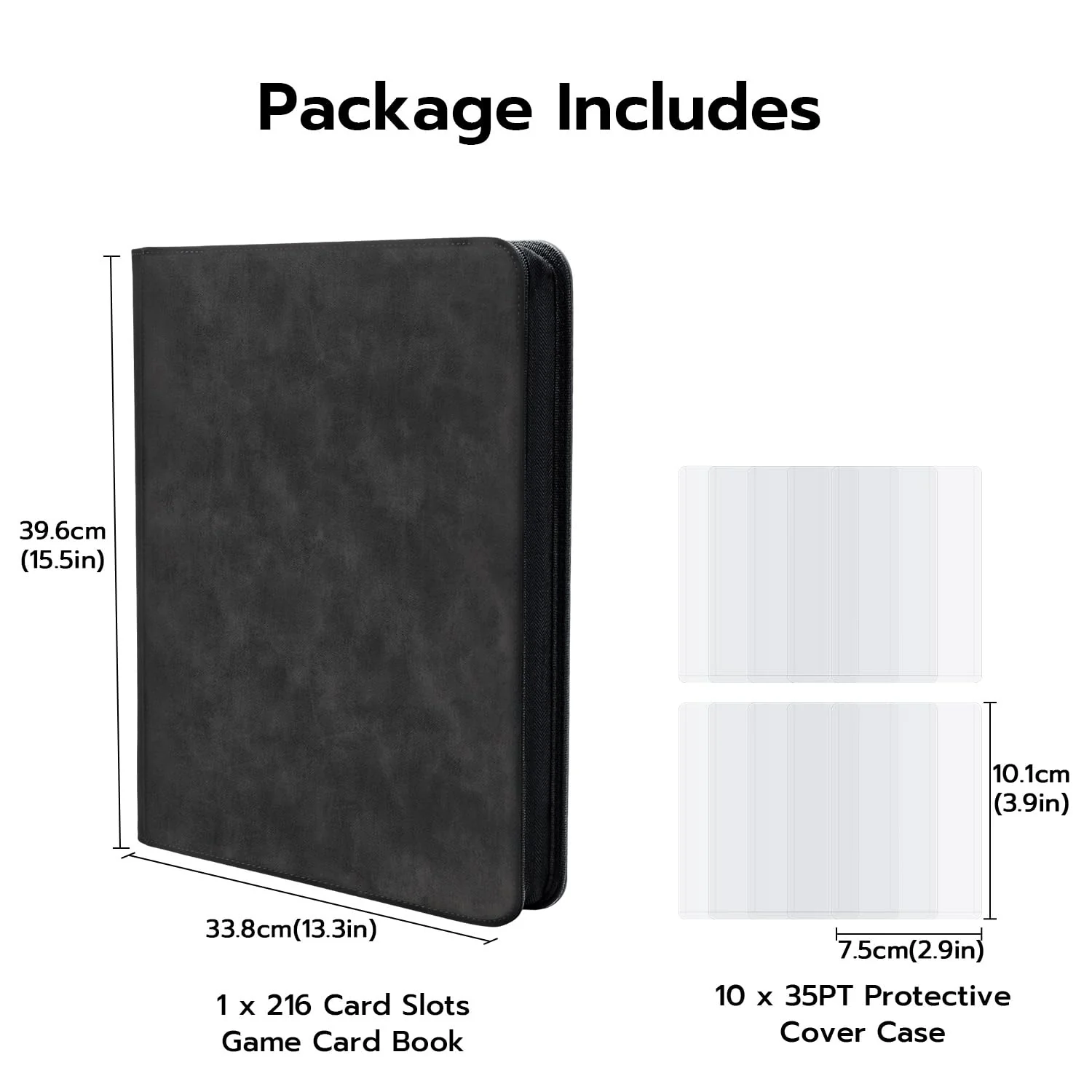 Tolesum Toploader Sammelkarten Album für 216 Toploader mit 10pcs Toploaders Cards, 9 Fächer Top loader Binder mit Hüllen für 3"x4" Rigid Toploader Card, Toploader ordner für TCG, MTG, Kartenalbum - Image 2