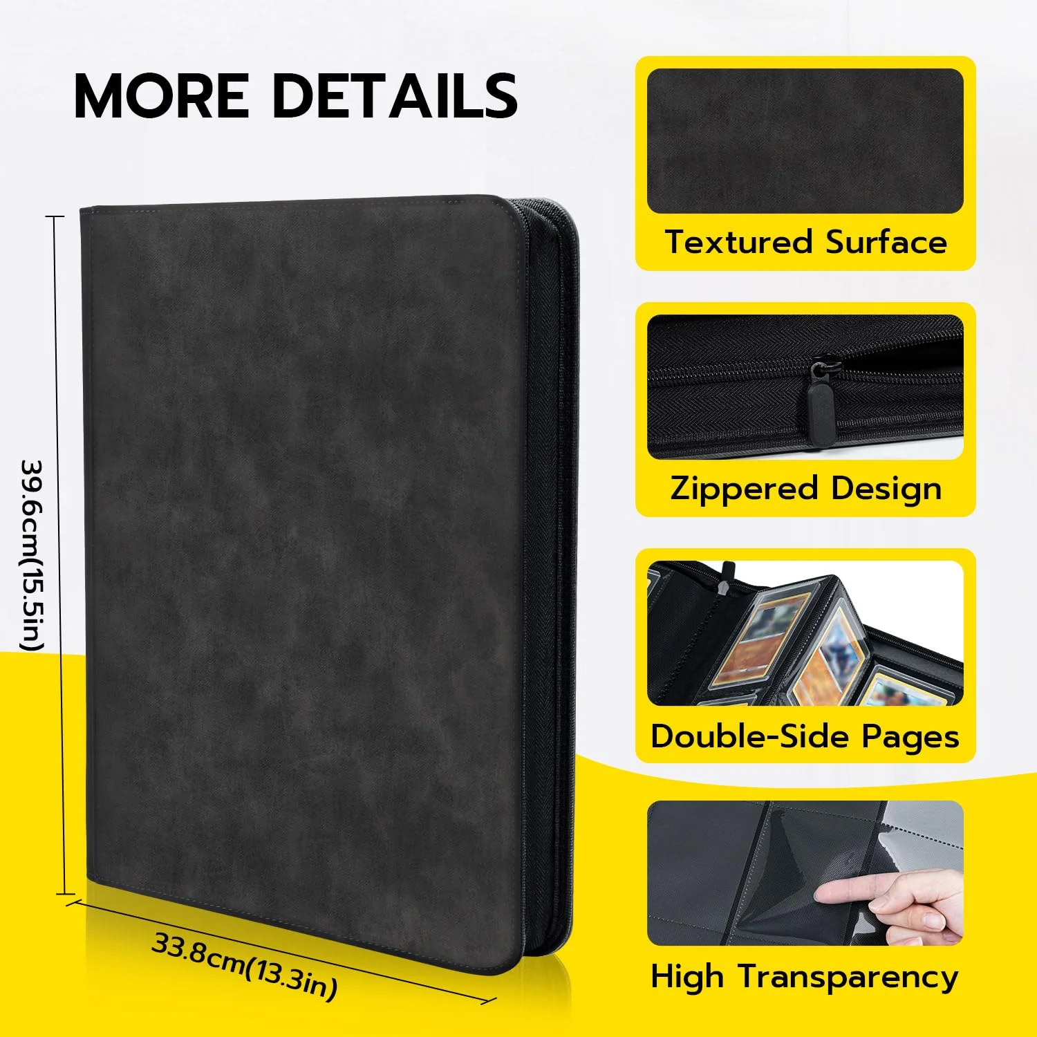 Tolesum Toploader Sammelkarten Album für 216 Toploader mit 10pcs Toploaders Cards, 9 Fächer Top loader Binder mit Hüllen für 3"x4" Rigid Toploader Card, Toploader ordner für TCG, MTG, Kartenalbum - Image 7