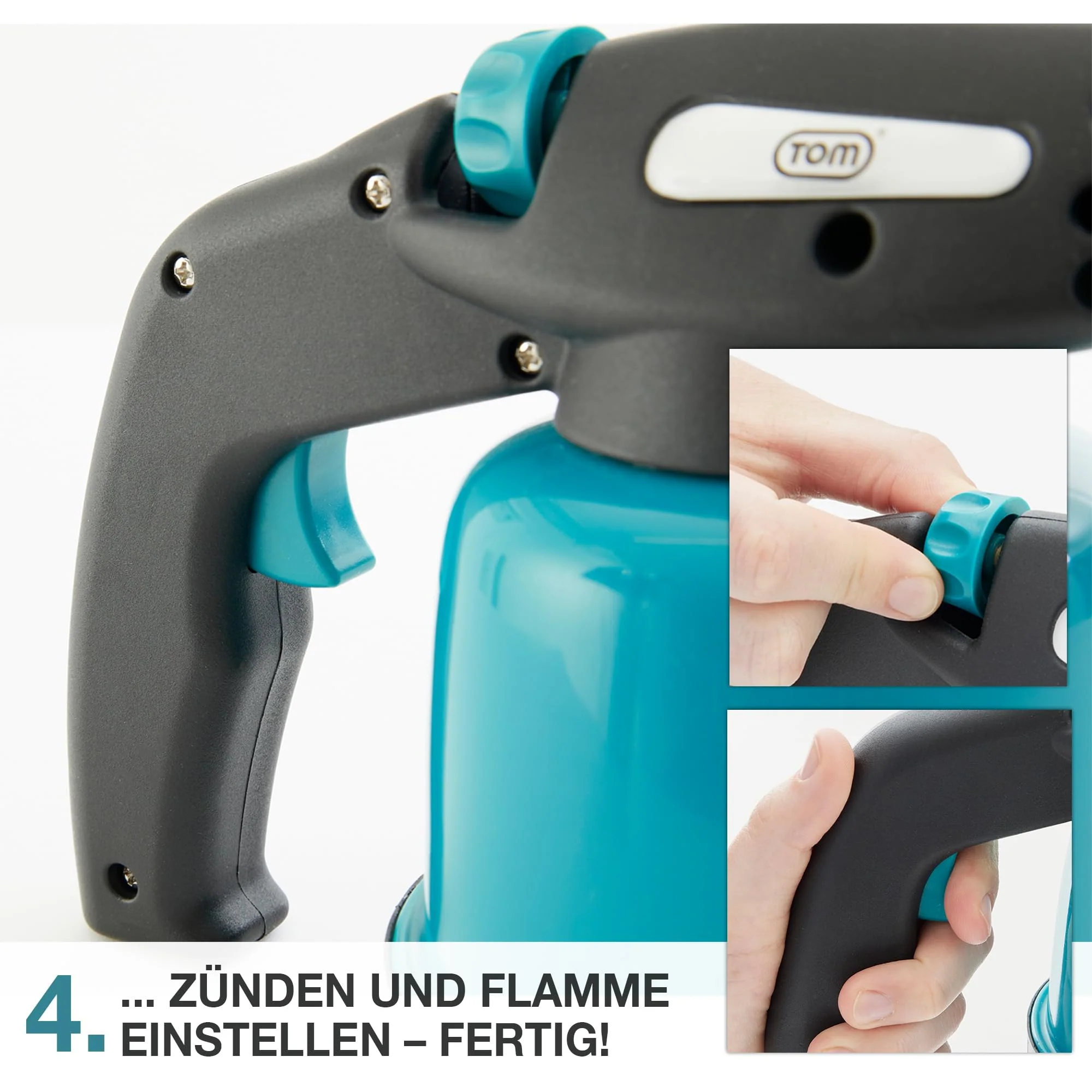 TOM Gas-Lötbrenner im Set – 1300°C – Lötlampe zum Weich- oder Hartlöten – Piezozündung – Bunsenbrenner Gasbrenner (Lötbrenner) - Image 8