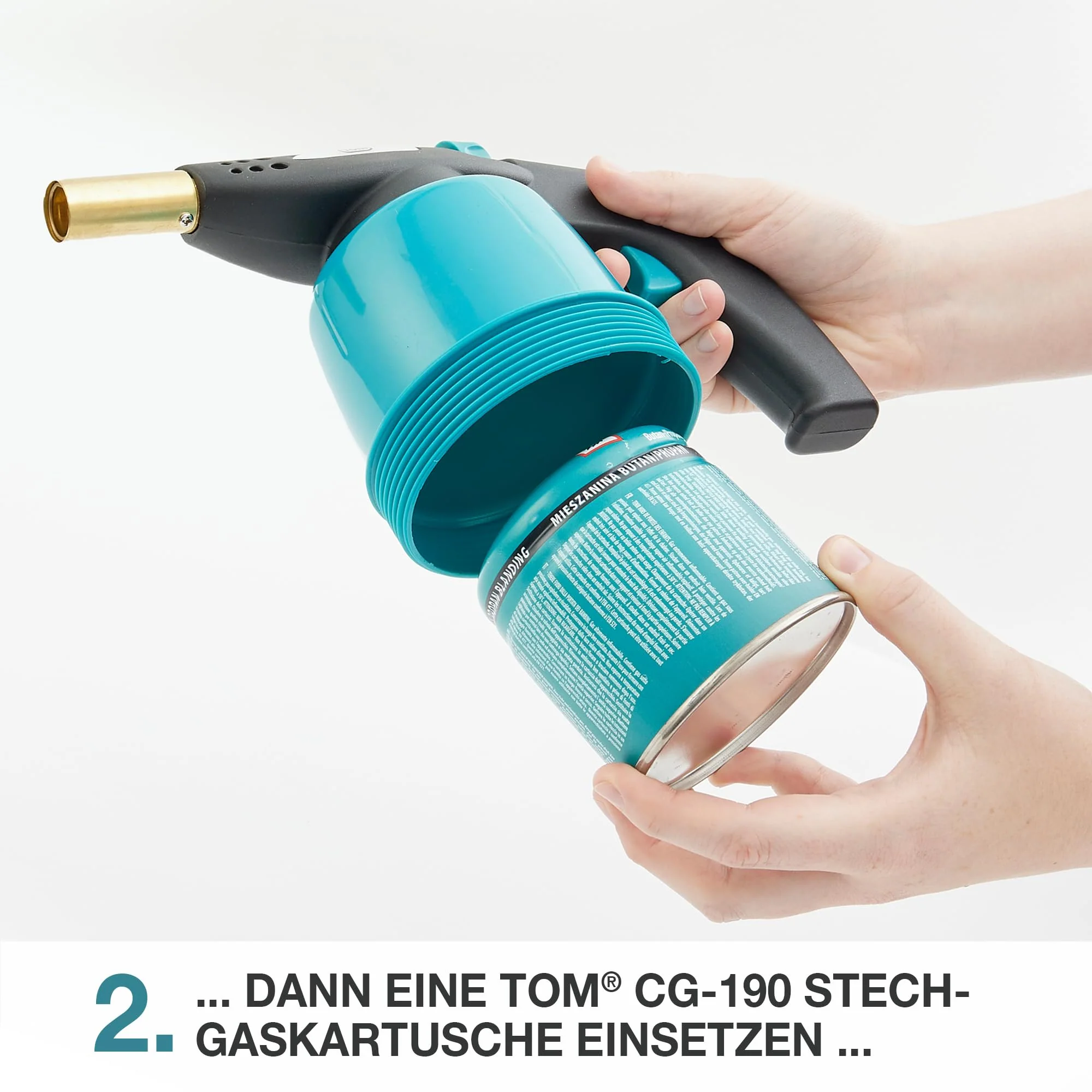 TOM Gas-Lötbrenner im Set – inkl. 4 x 190 g Universal Gaskartuschen – 1300°C – Lötlampe zum Weich- oder Hartlöten – Piezozündung – Bunsenbrenner Gasbrenner (Lötbrenner mit 4 Gaskartuschen) - Image 2